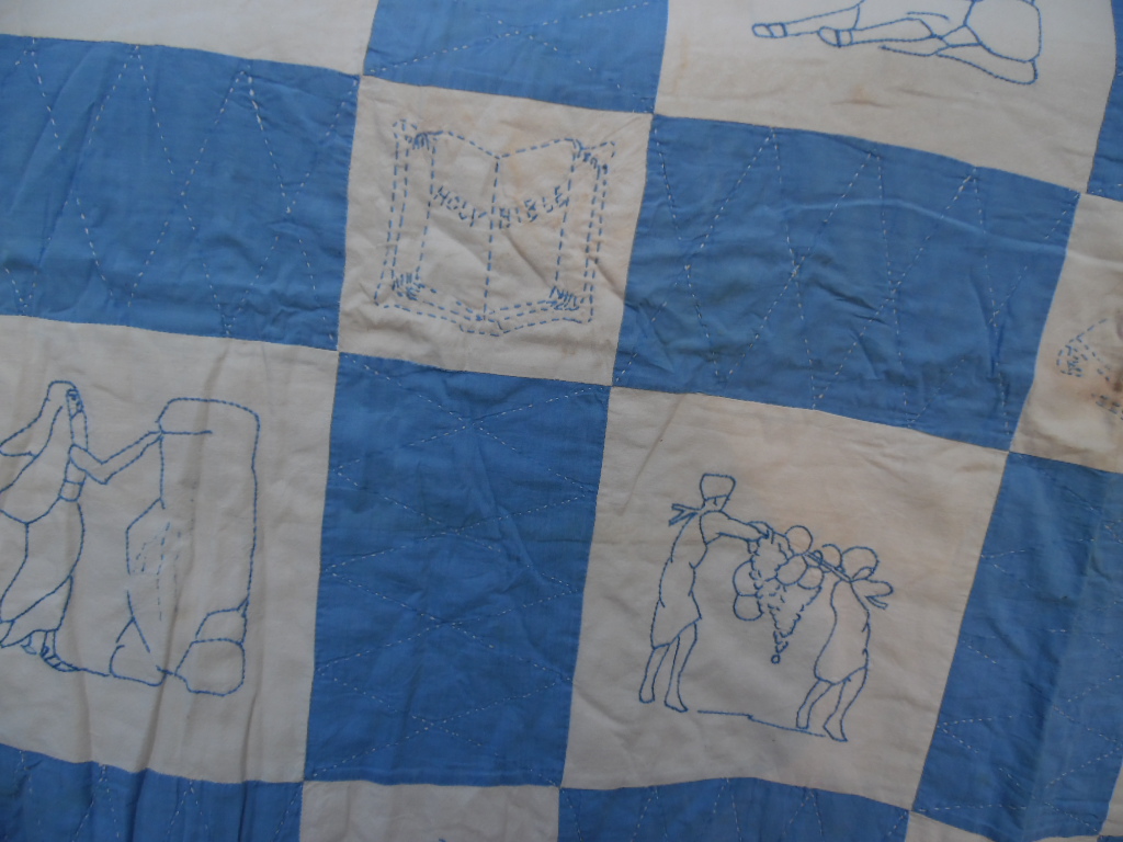 Old Handmade Quilt,Bible Story Quilt Antiques Board