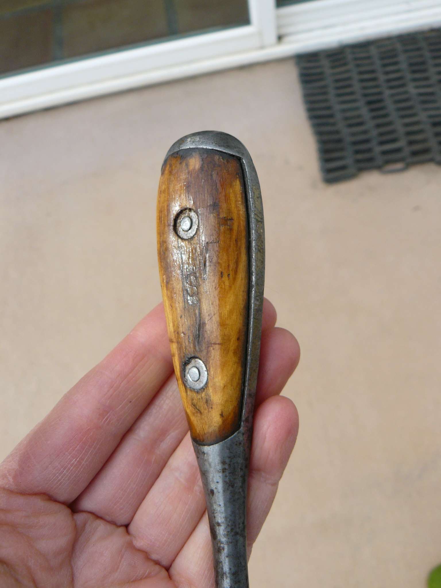 Antique or vintage 8" screwdriver, "S" in wood handle Antiques Board