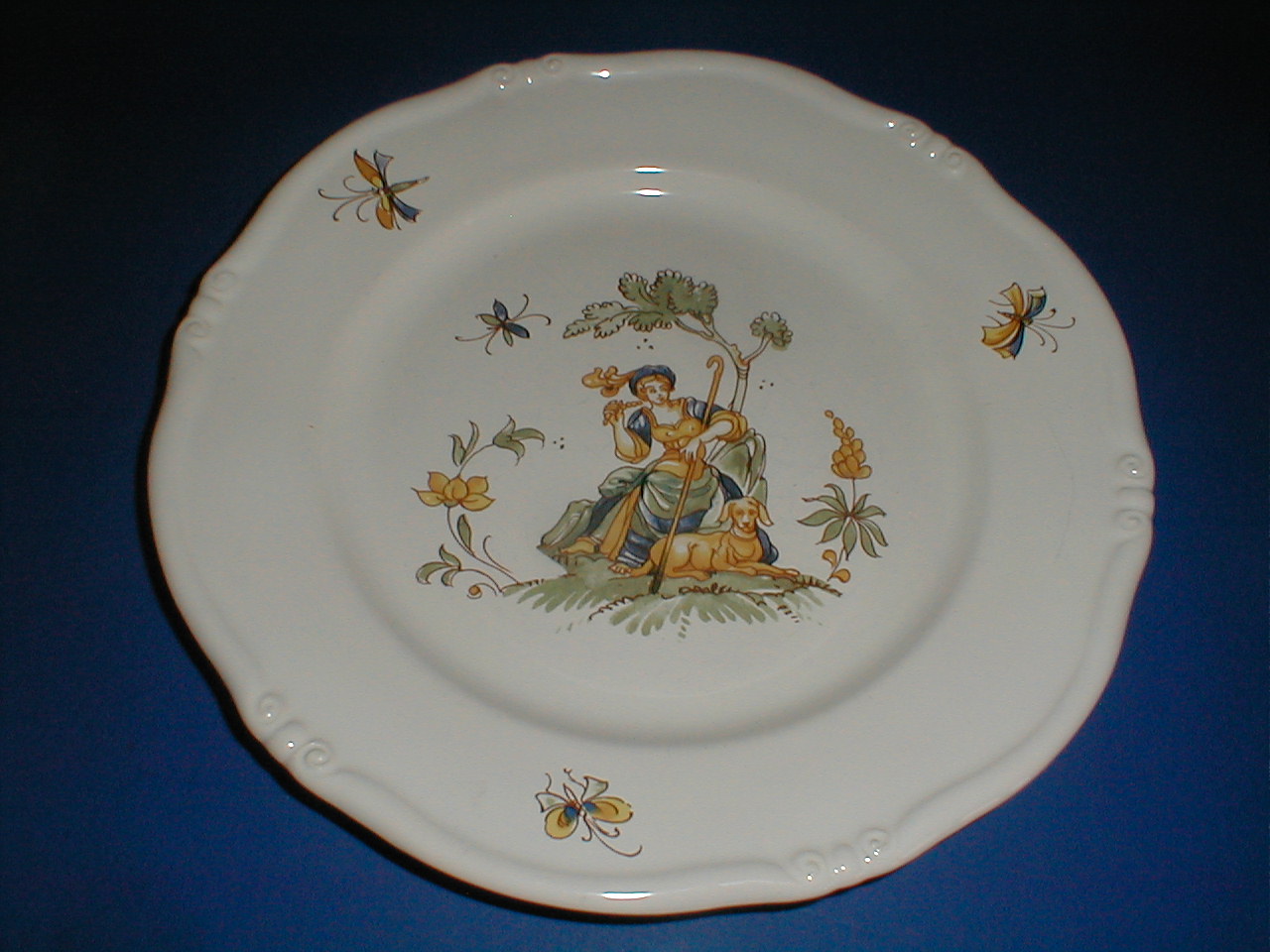 Shepherdess w Dog & Insects Display Plate  mystery march 30 2018 034.JPG