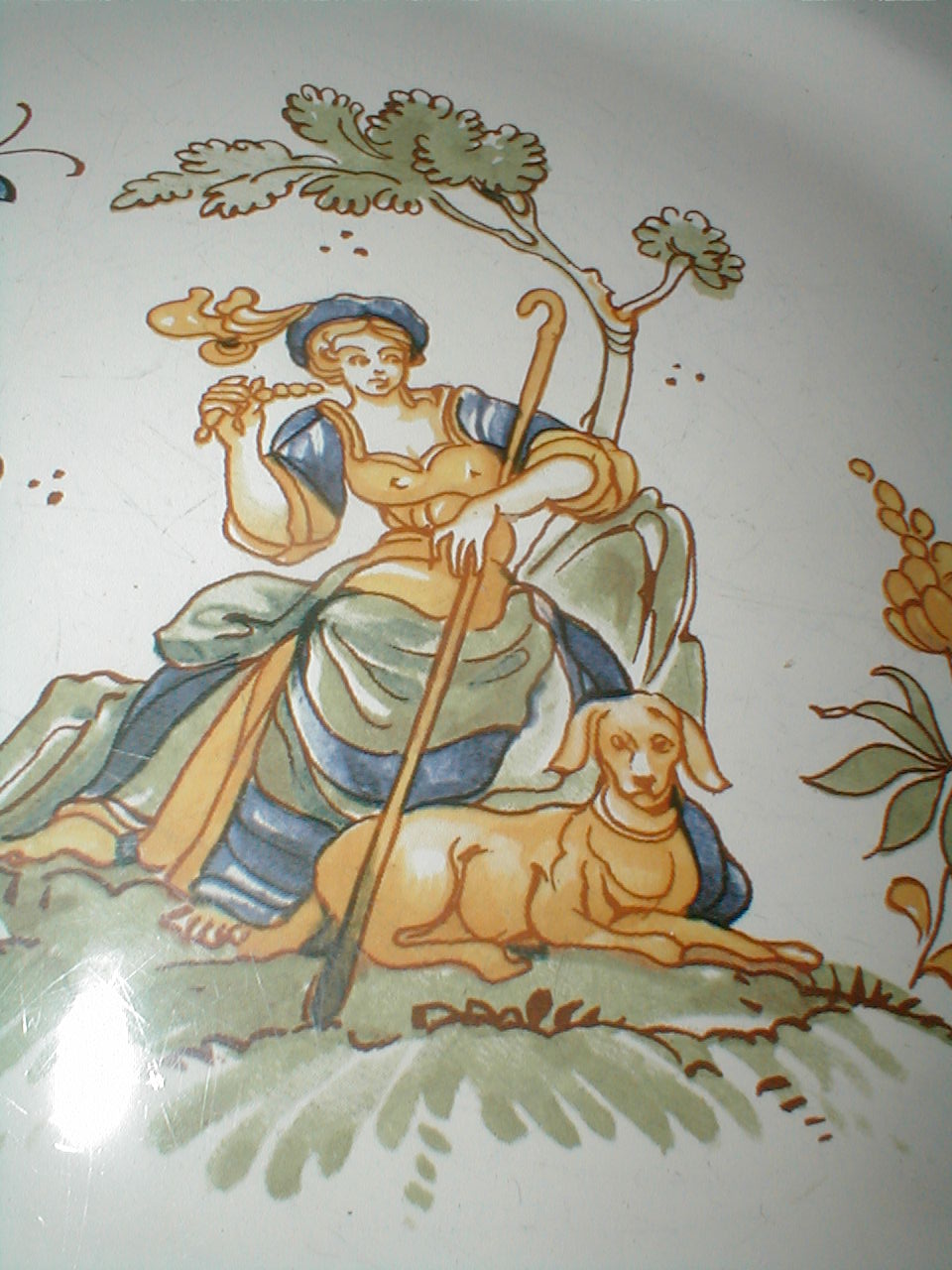 Shepherdess w Dog & Insects Display Plate mystery  march 30 2018 035.JPG