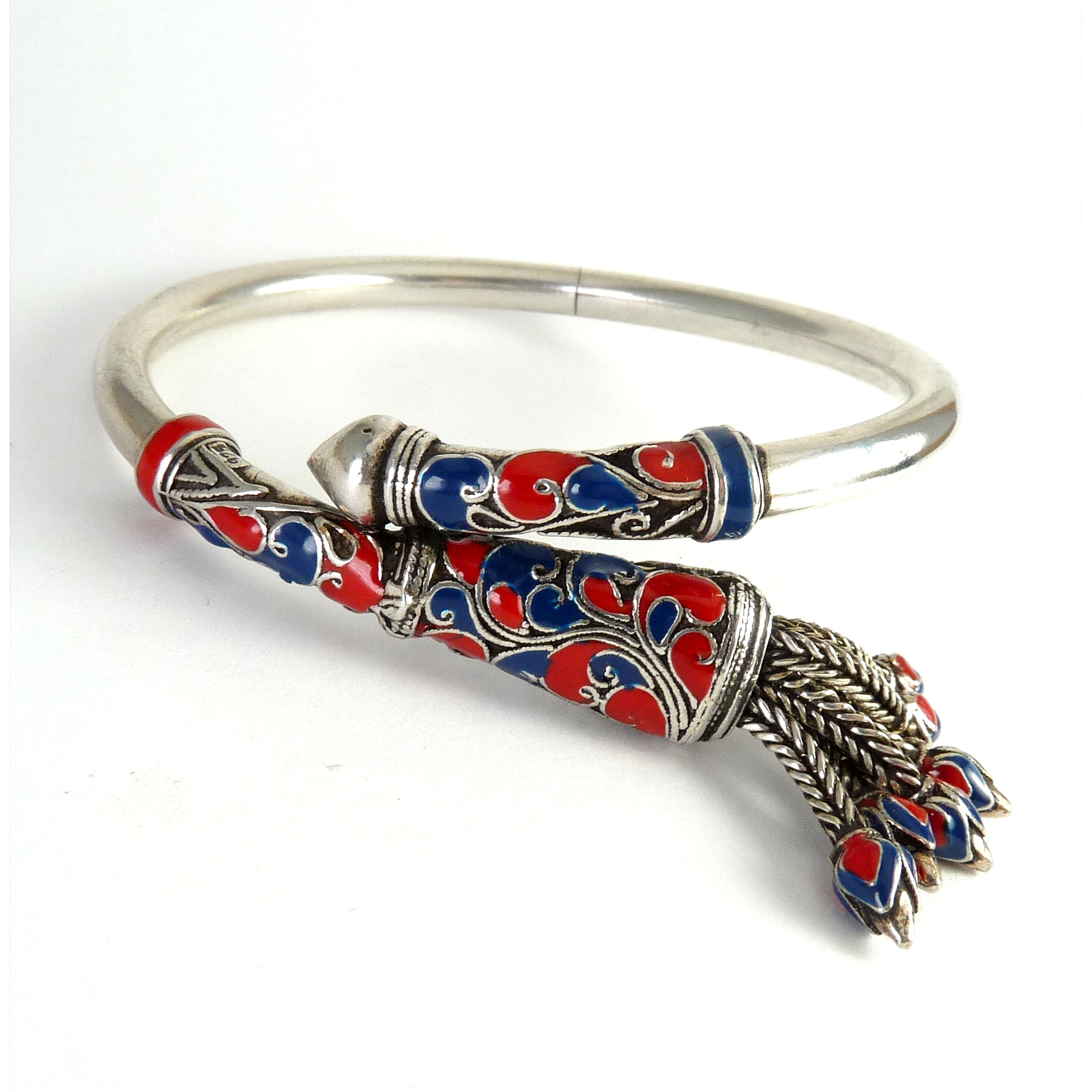 SS_Blue_Red_peacock_eye_enamel_tassels_hinged_bangle_1.JPG