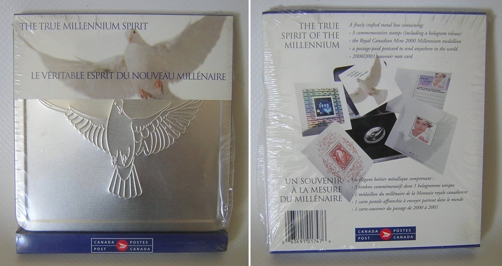 Stamps Canada Millenium 1999 2000 Tin Box Gift Set -b.jpg