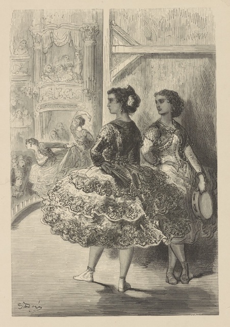 The fandango at the theatre San Fernando, Seville, Spain. After a work by Gustave Doré..jpg