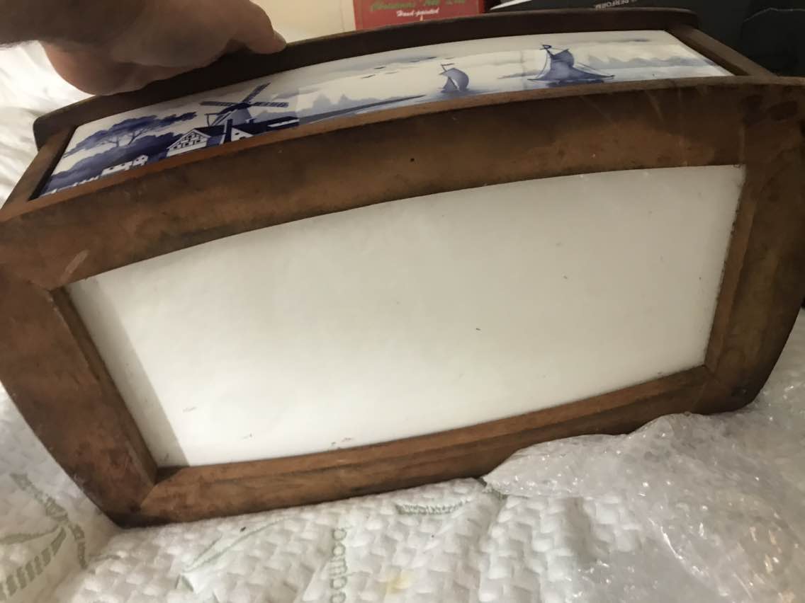 Hallmark on Blue and white bread box Antiques Board