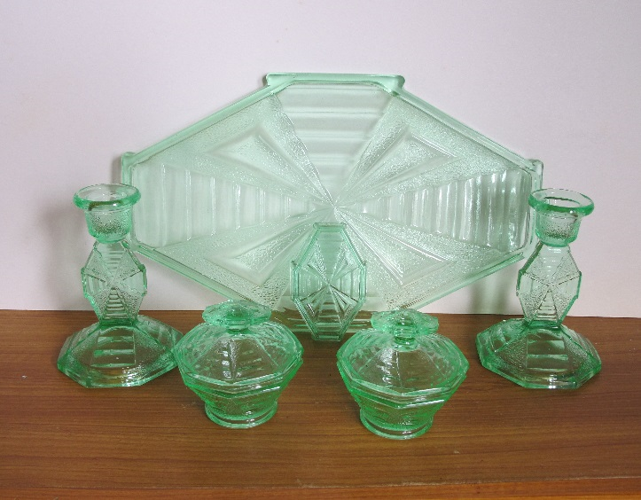 Art Deco Glass Dressing Table Sets. Antiques Board