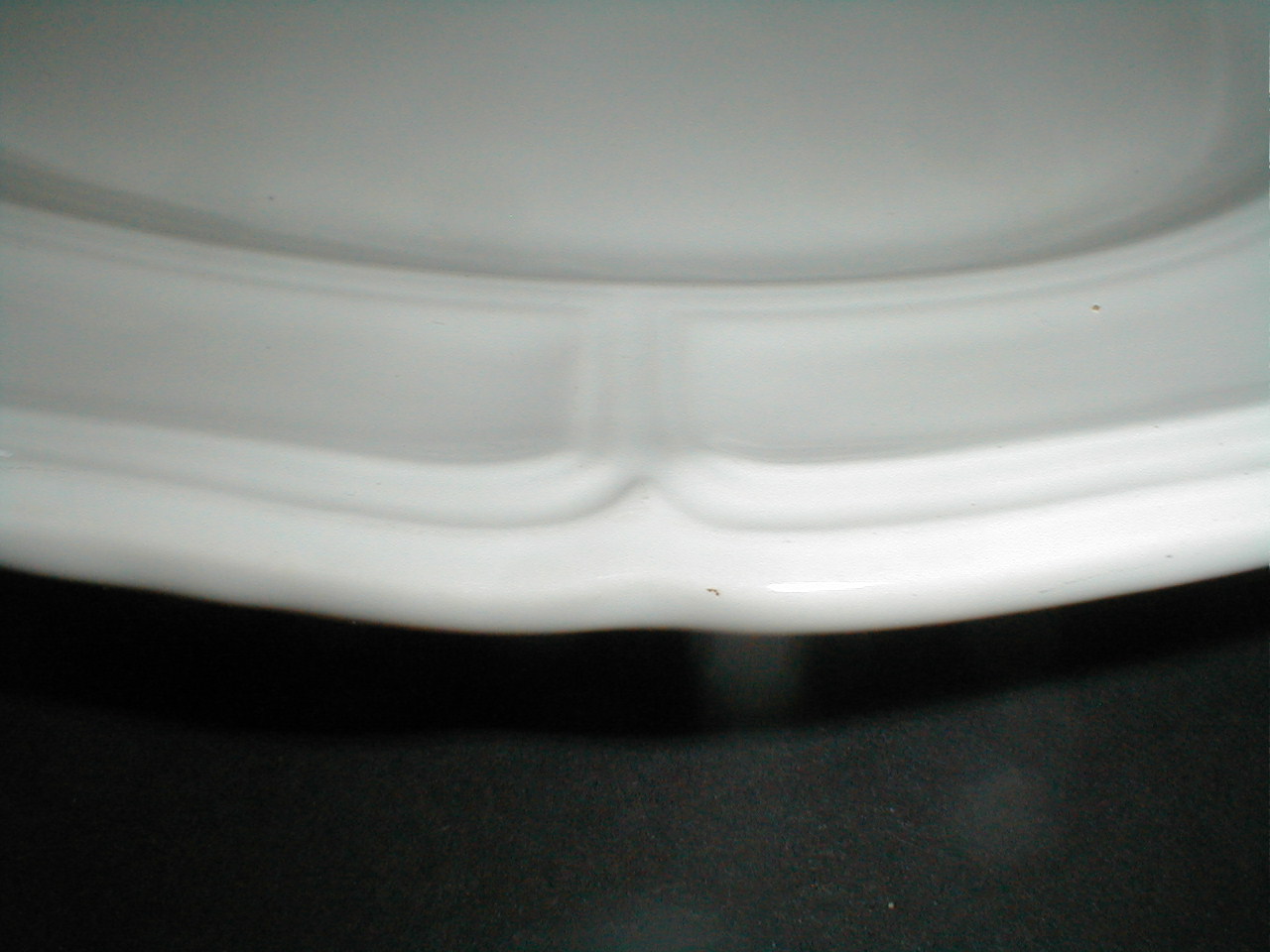 white ironstone unmarked oval platter embossed rim divided sections 15.25 by 11.25 mystery 031.JPG