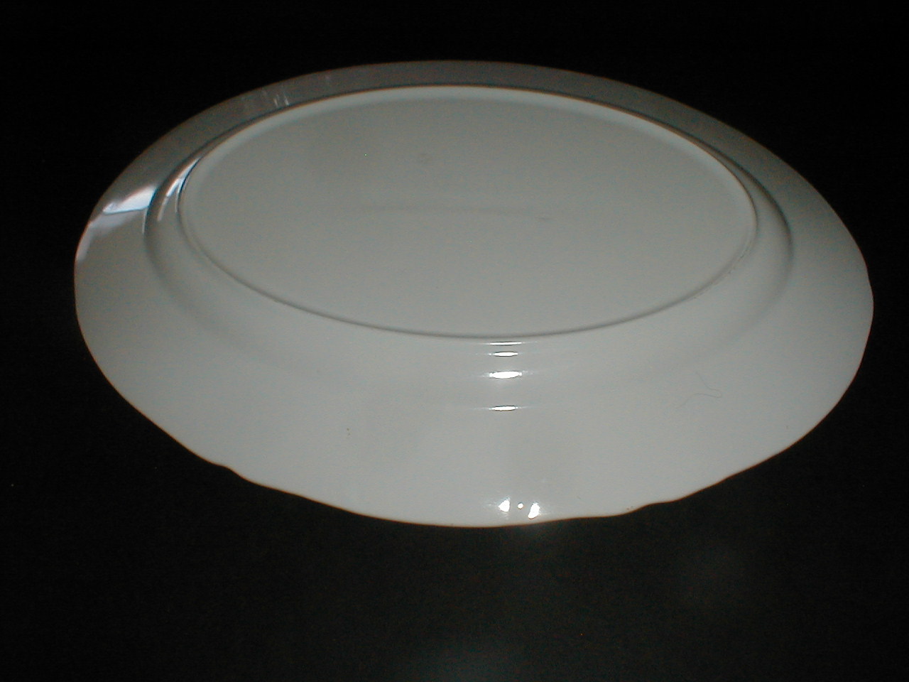 white ironstone unmarked oval platter embossed rim divided sections 15.25 by 11.25 mystery 032.JPG