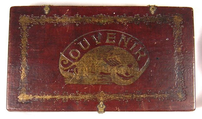 Wood Wooden Christmas Souvenir Cigar Box w Chromo Print -a.jpg