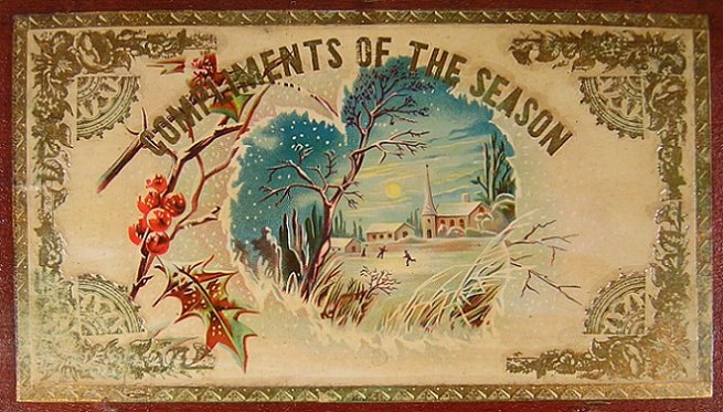 Wood Wooden Christmas Souvenir Cigar Box w Chromo Print -c.jpg