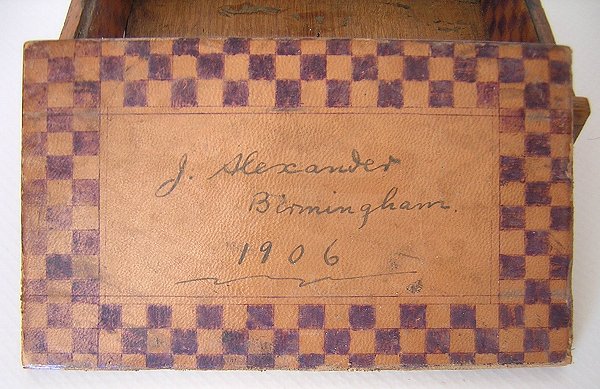 z Checkers Draughts Set Bone Oak Wood Box English Tourney 1906 John Alexander -g.jpg