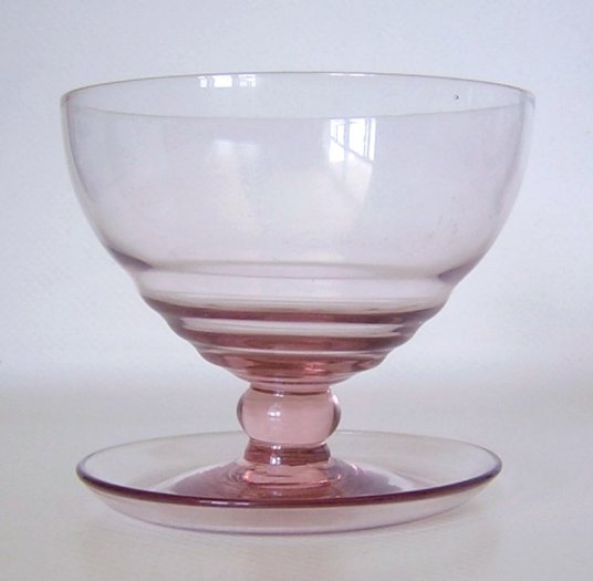 Pink glass cup? Bowl? Sherbet? Ice cream? Elegant? Depression