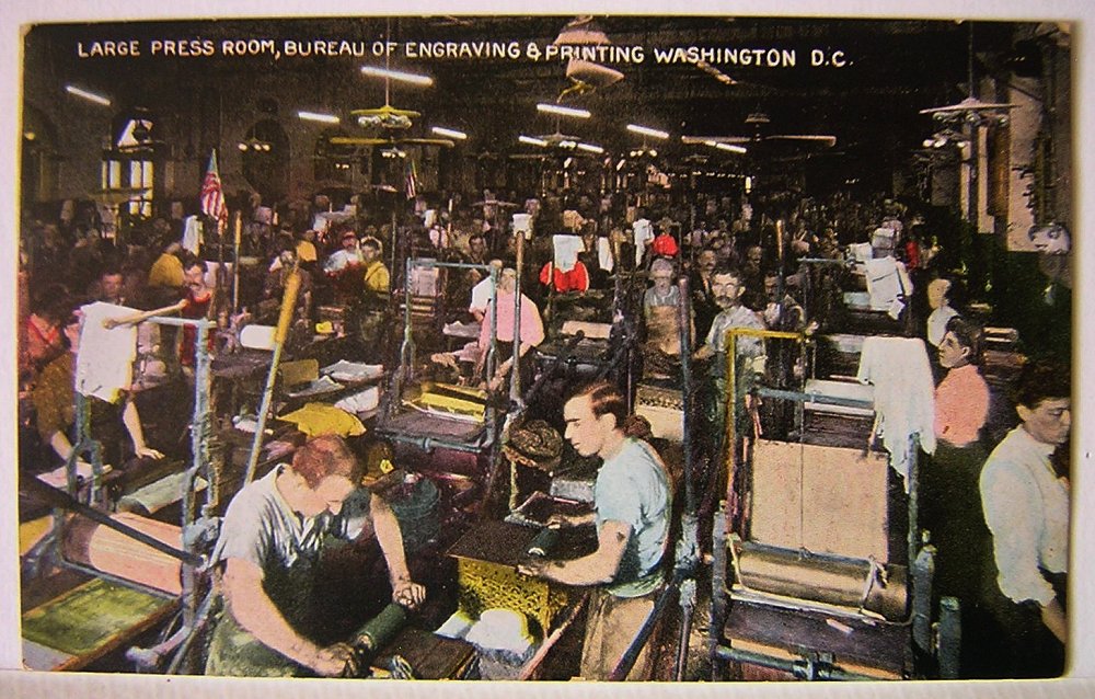 z Postcard Large Press Room Bureau of Engraving & Printing Washington -a.jpg