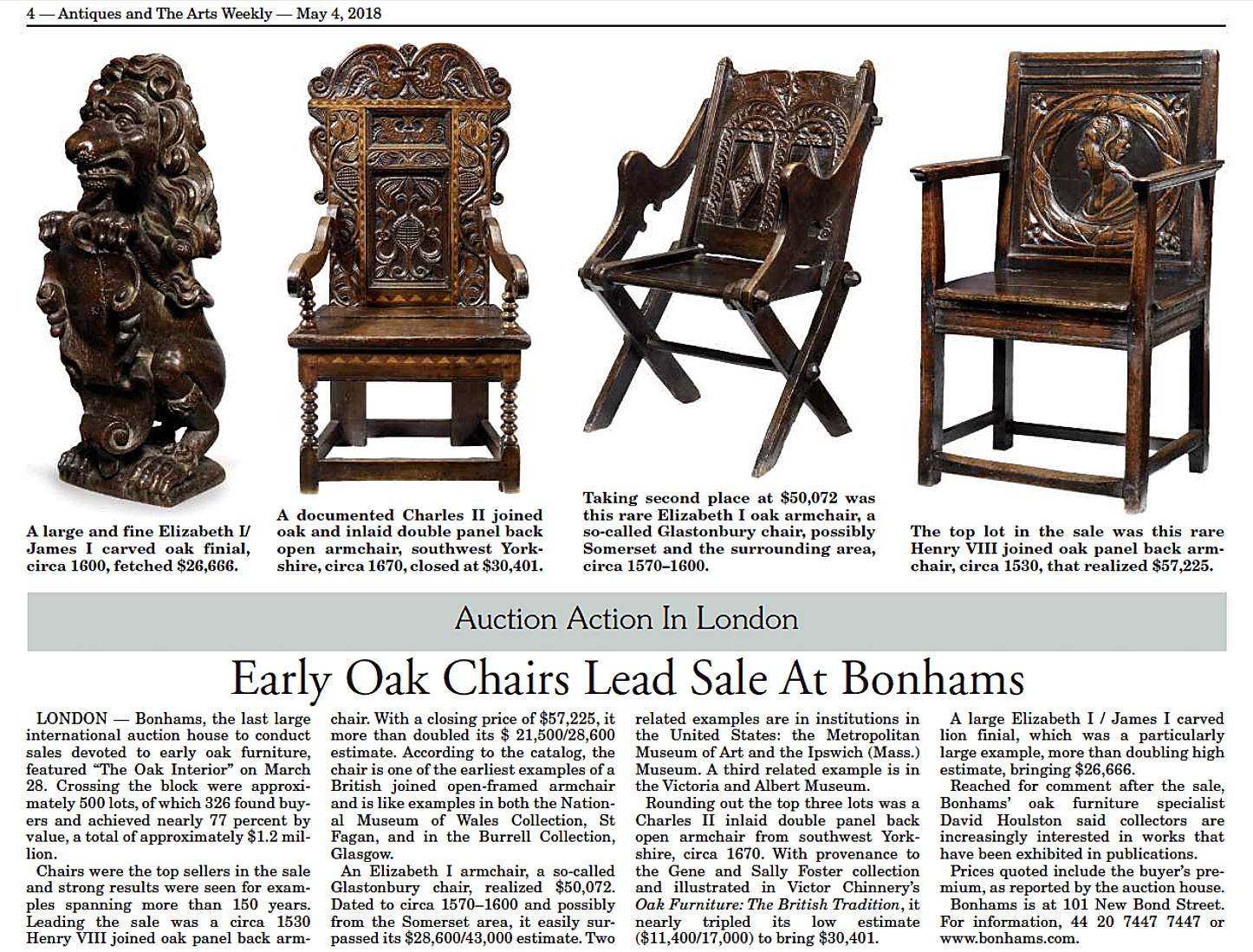 Oak Furniture At Bonhams Sold Wow Antiques Board