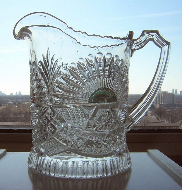 EAPG glass pitcher. Name? Maker? Date? Antiques Board