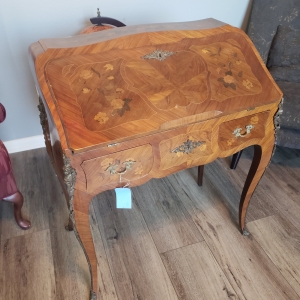 Secretarial desk brass-gilt & floral inlay