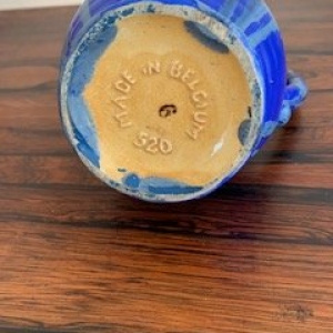 made in belgium blue drip glazed jug