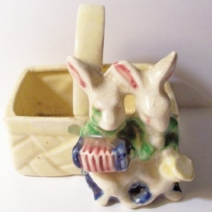 ceramic bunnies with basket