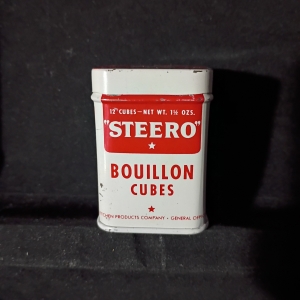 Vintage niche advertising tin from stereo brand bouillon cubes circa 1950's ?!?!