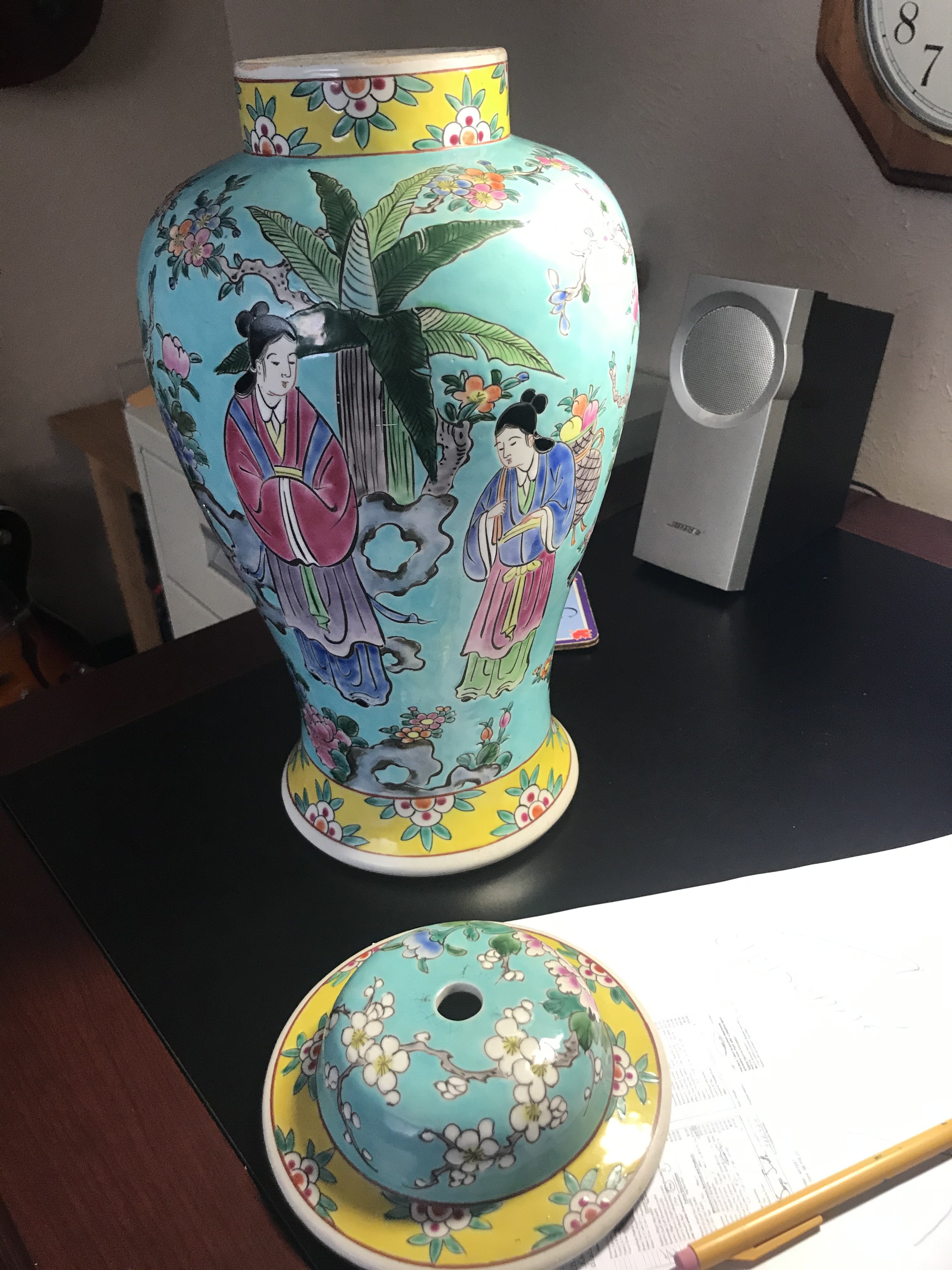 Antique Urn with vented lid