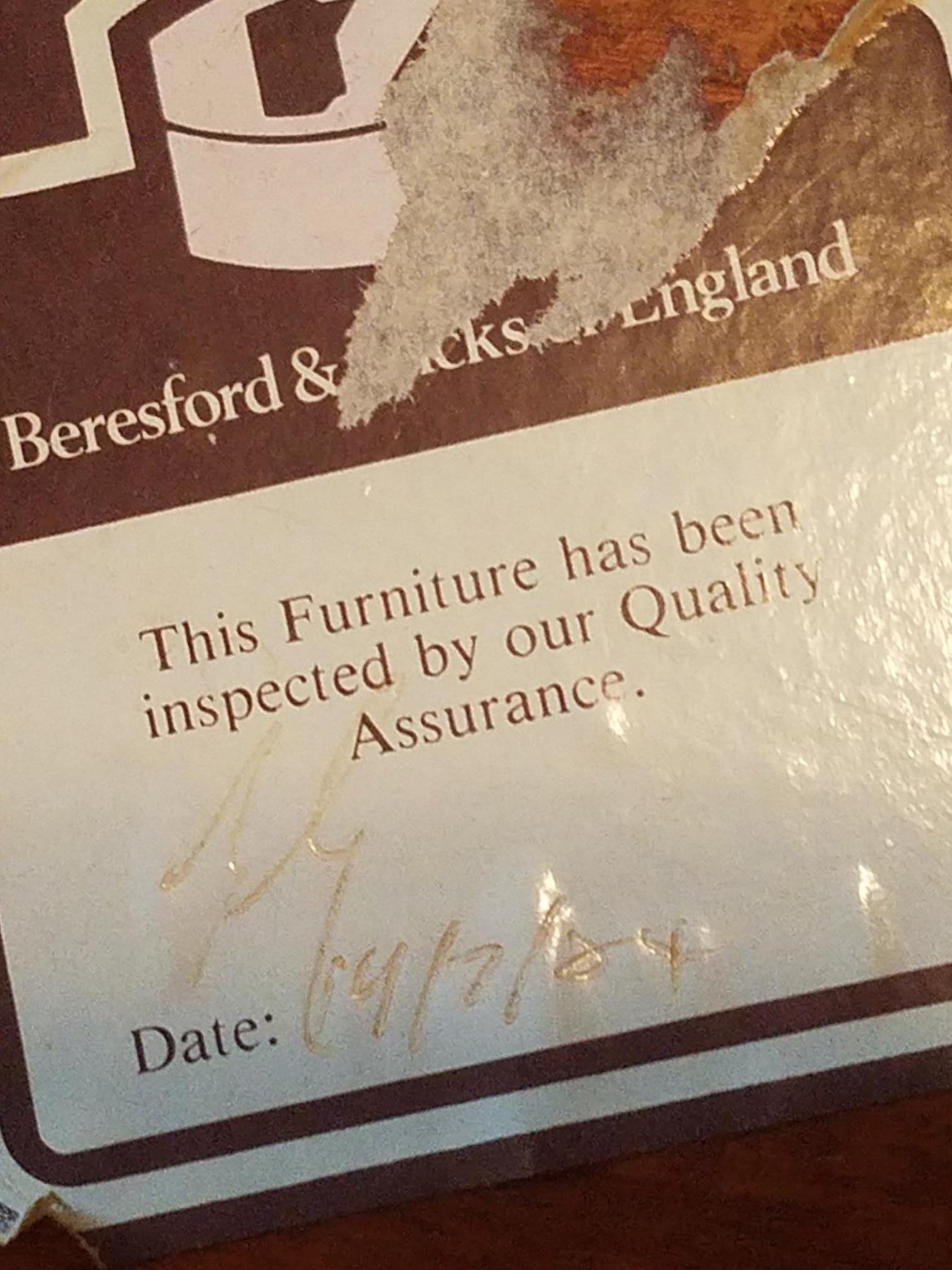 Beresford & Hicks of England