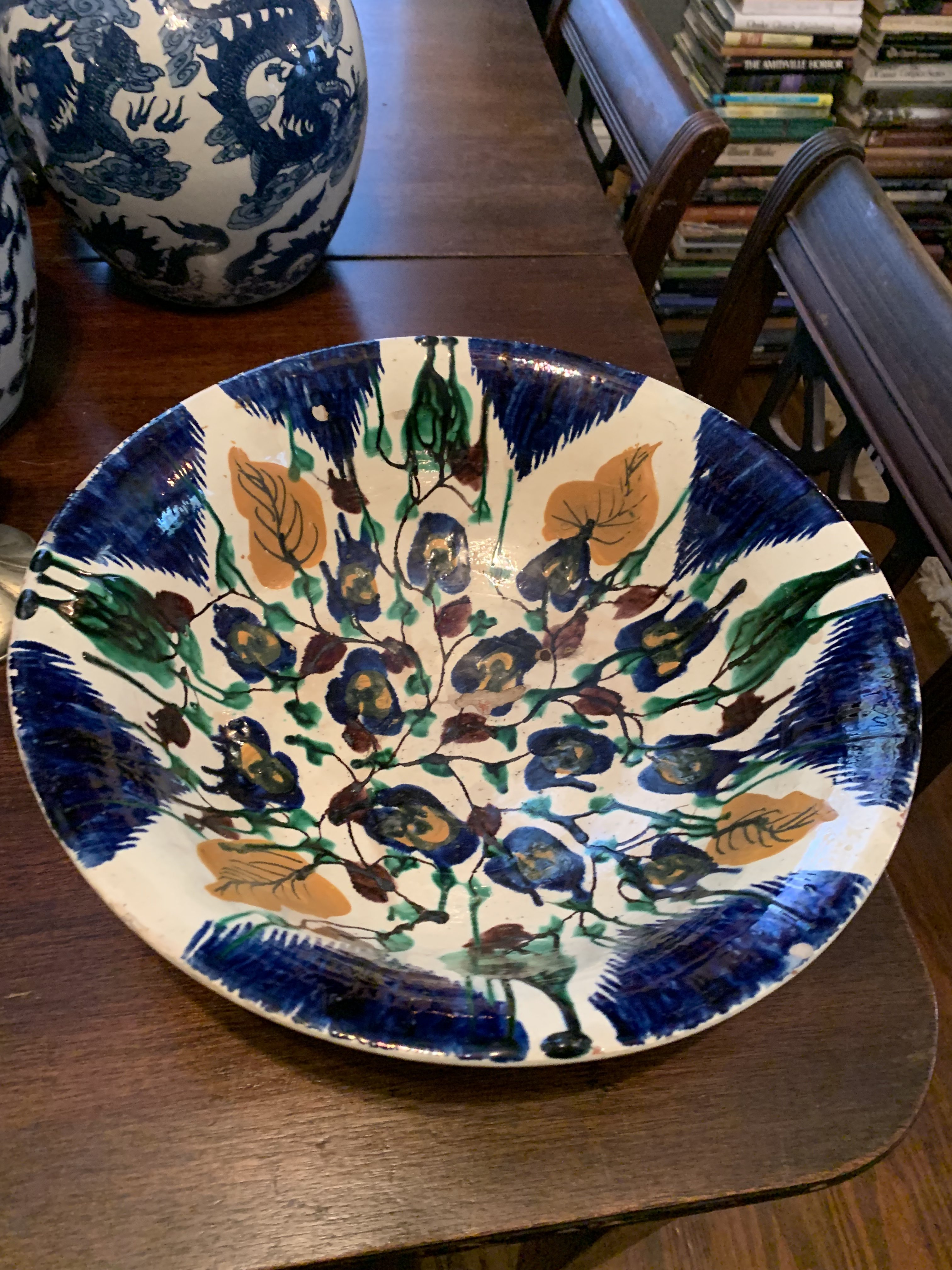 Blue and green underglaze painted ochre overglaze Antiques Board