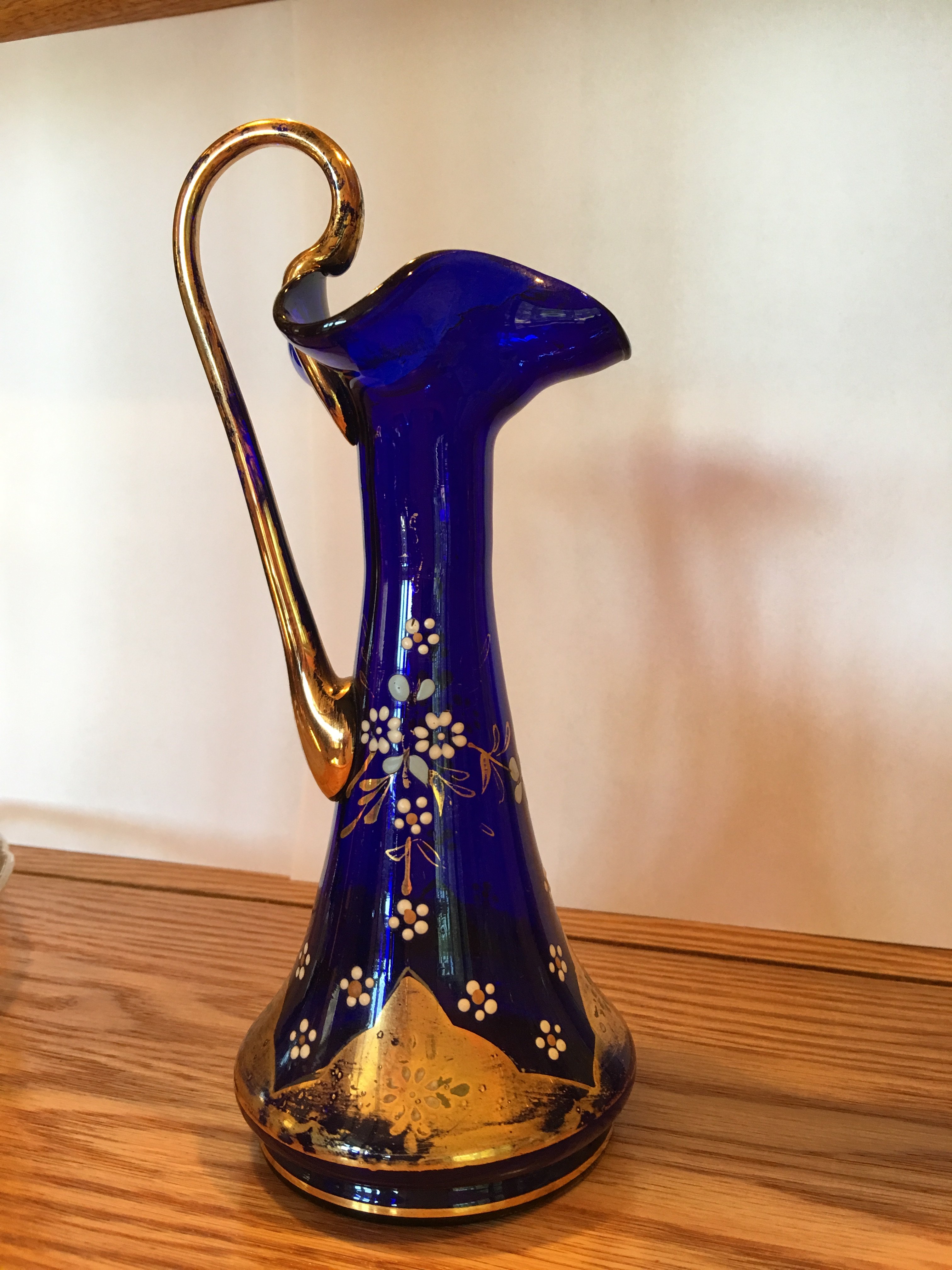 Blue glass, Hand painted
