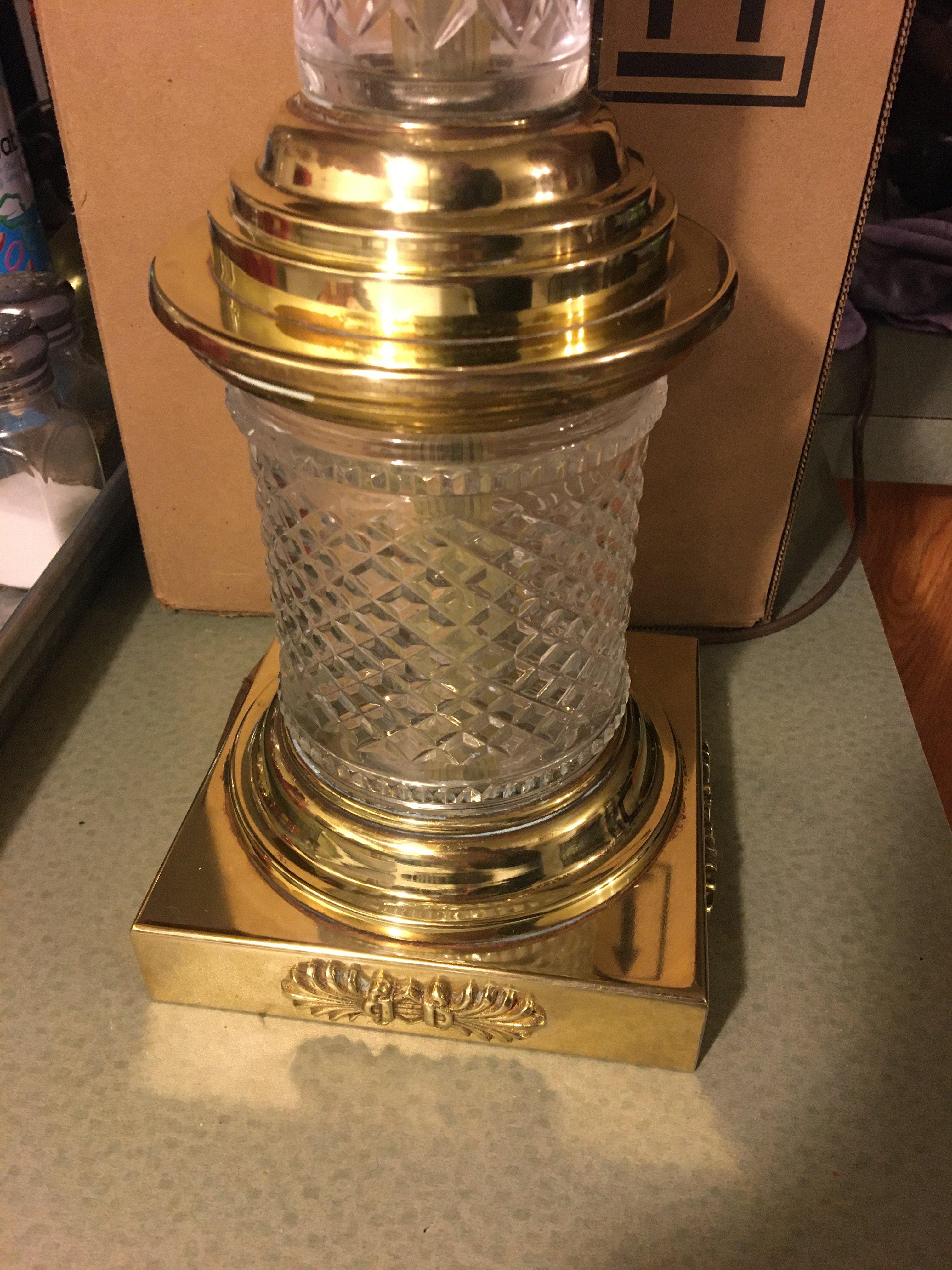 Brass and crystal lamp