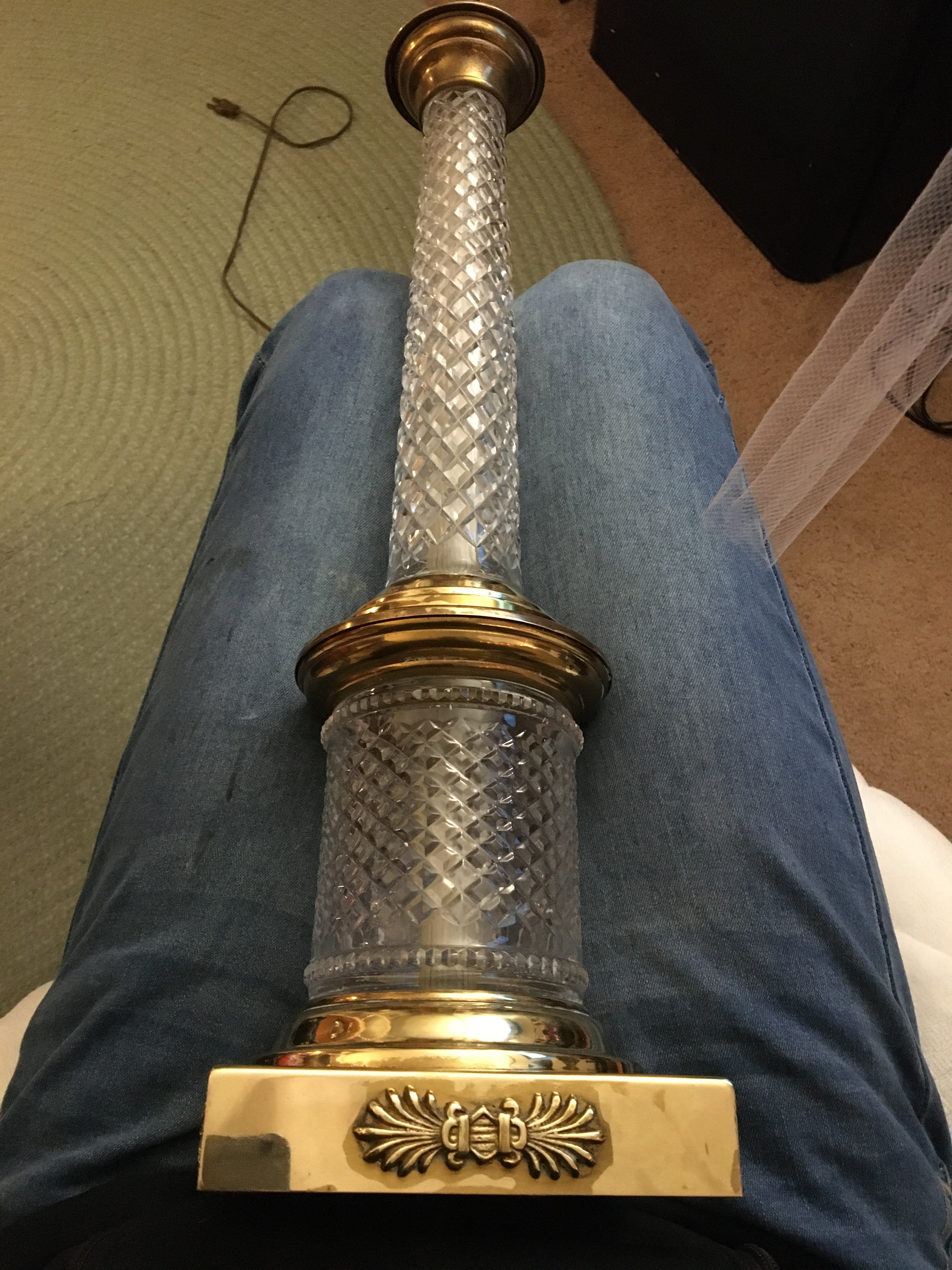 Brass and crystal lamp