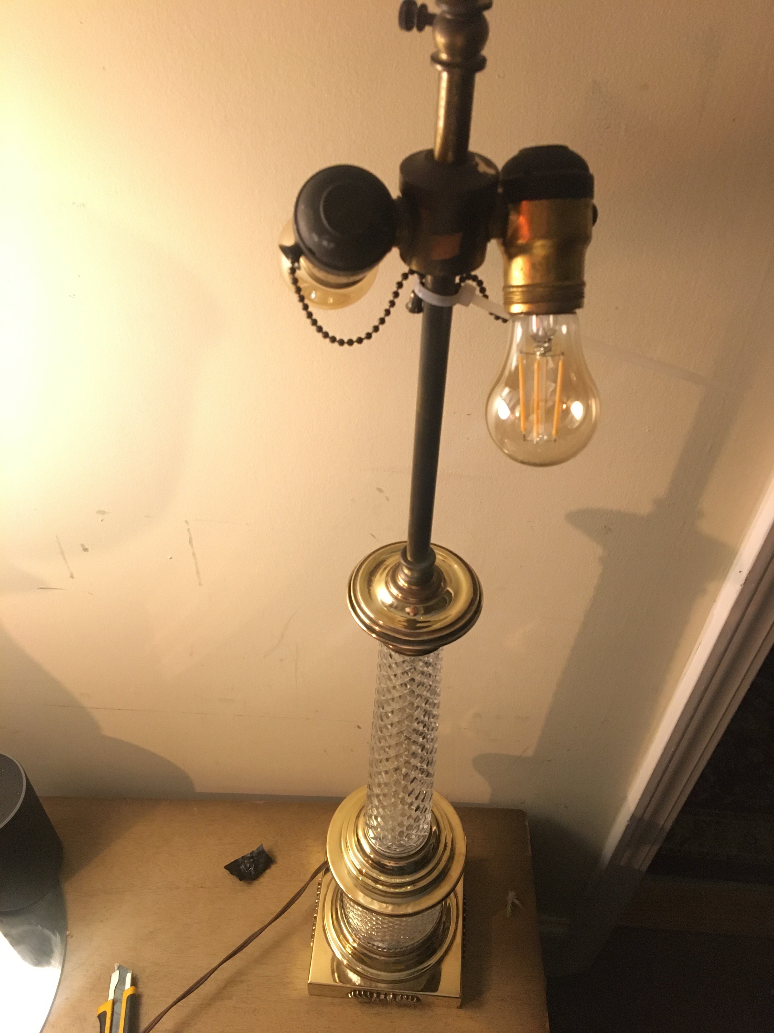 Brass and crystal lamp