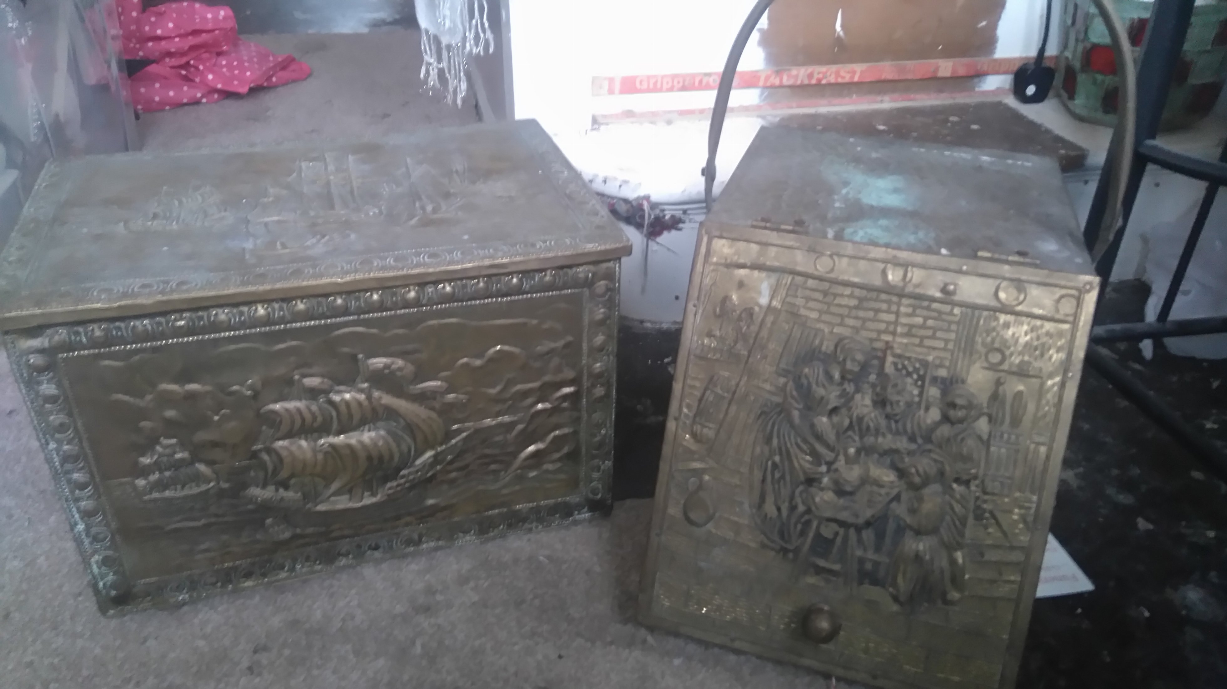 Brass coal boxes