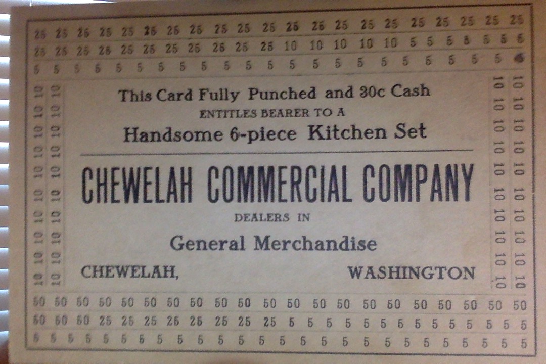 Chewelah Commercial Company Punch Card (side 2)