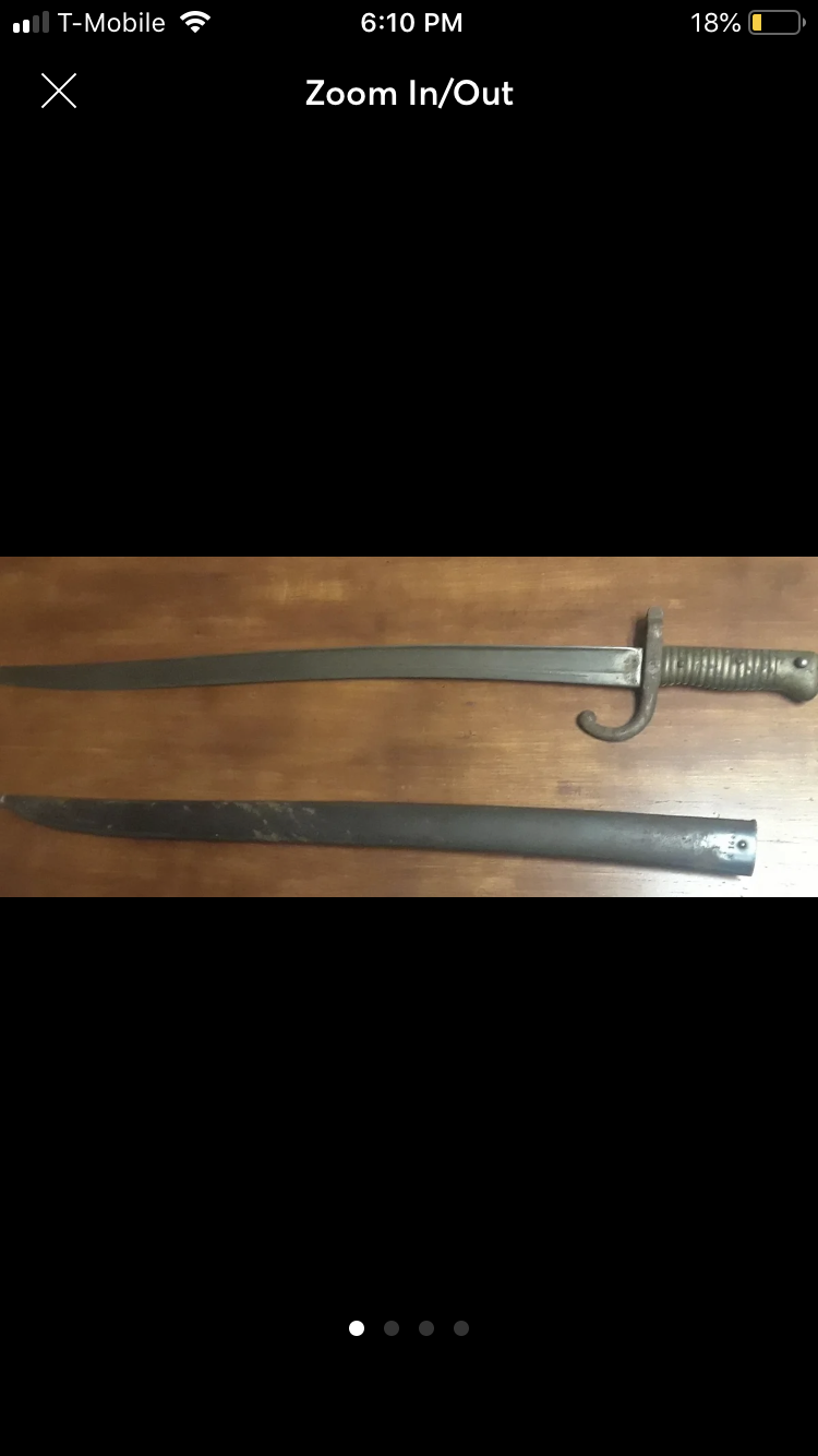 Civil war bayonet and scabbard