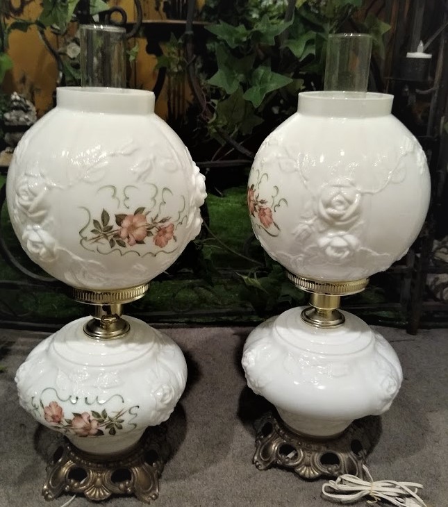 Floral Rose Hurricane Lamps
