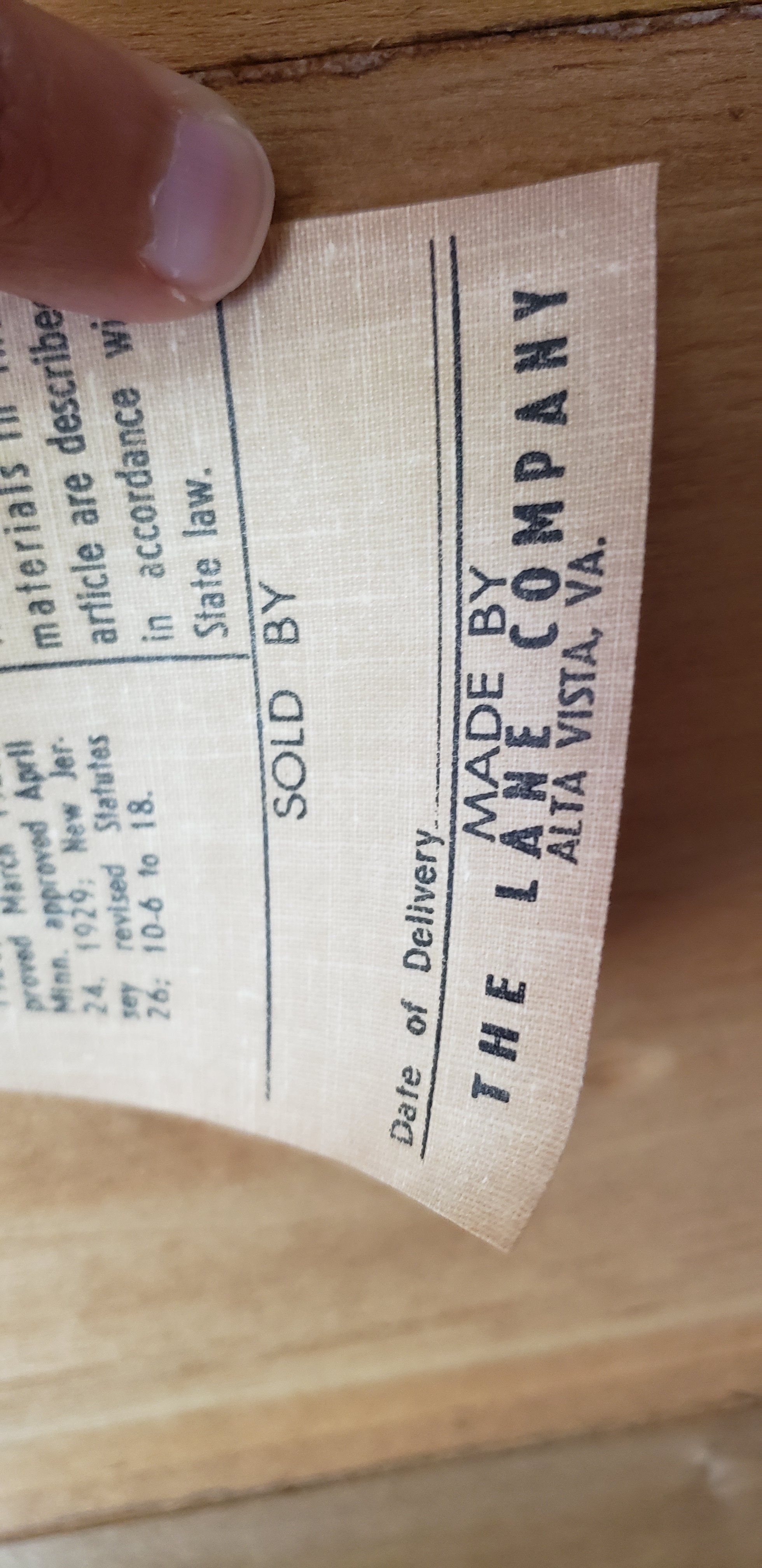Furniture tag