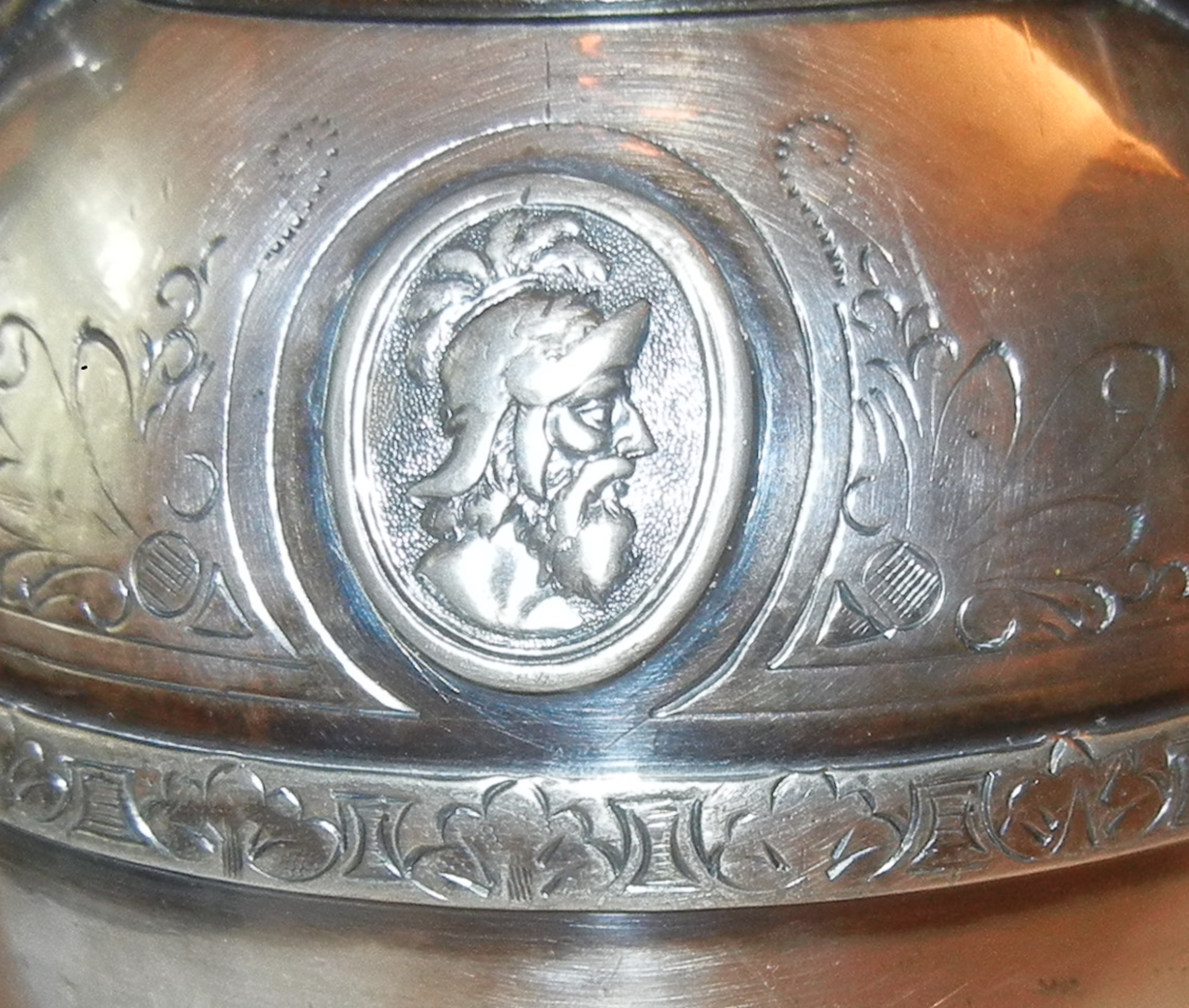 Greek bearded soldier medallion