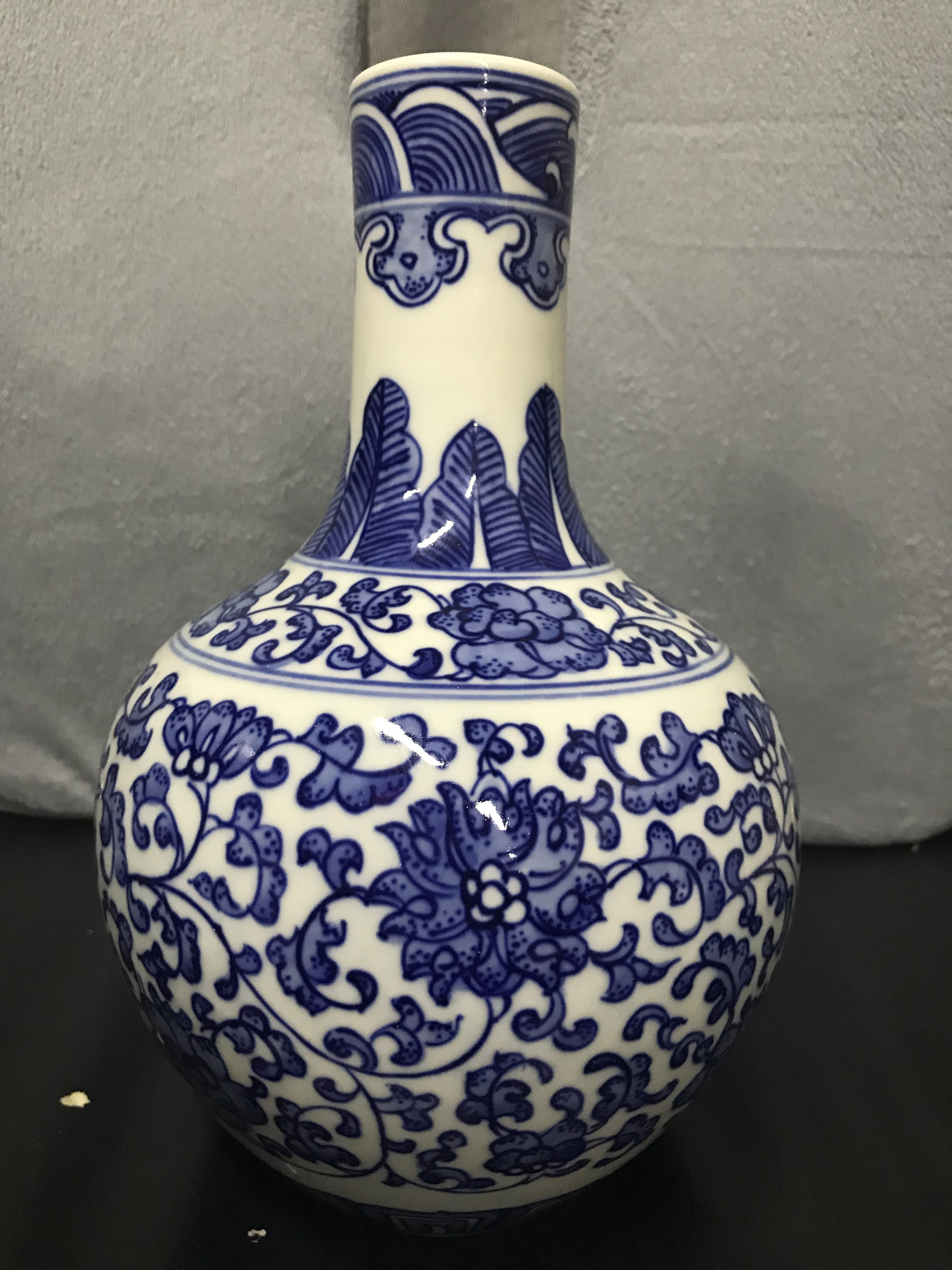 Handpainted Blue and White Antique Ceramic Vase