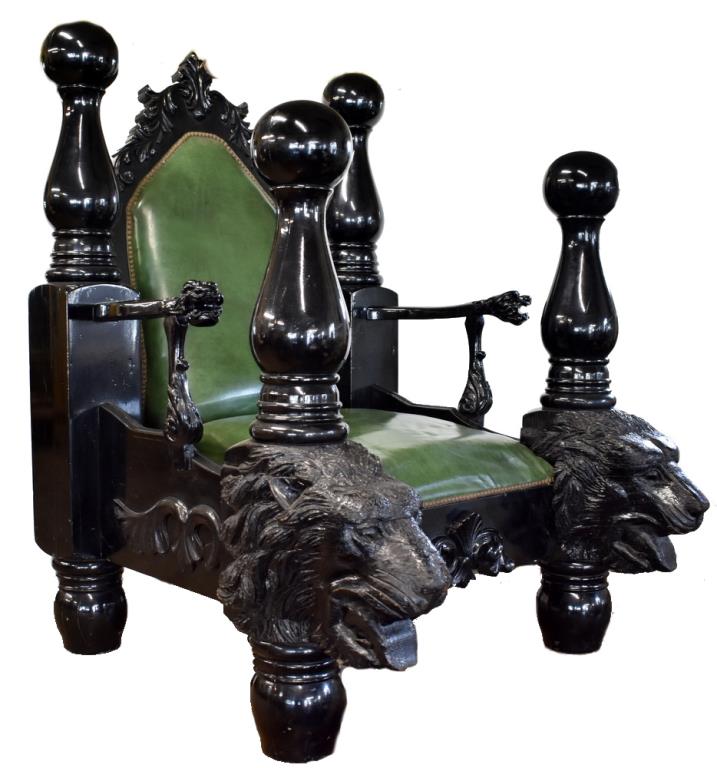 Massive Lion's Head Throne Chair