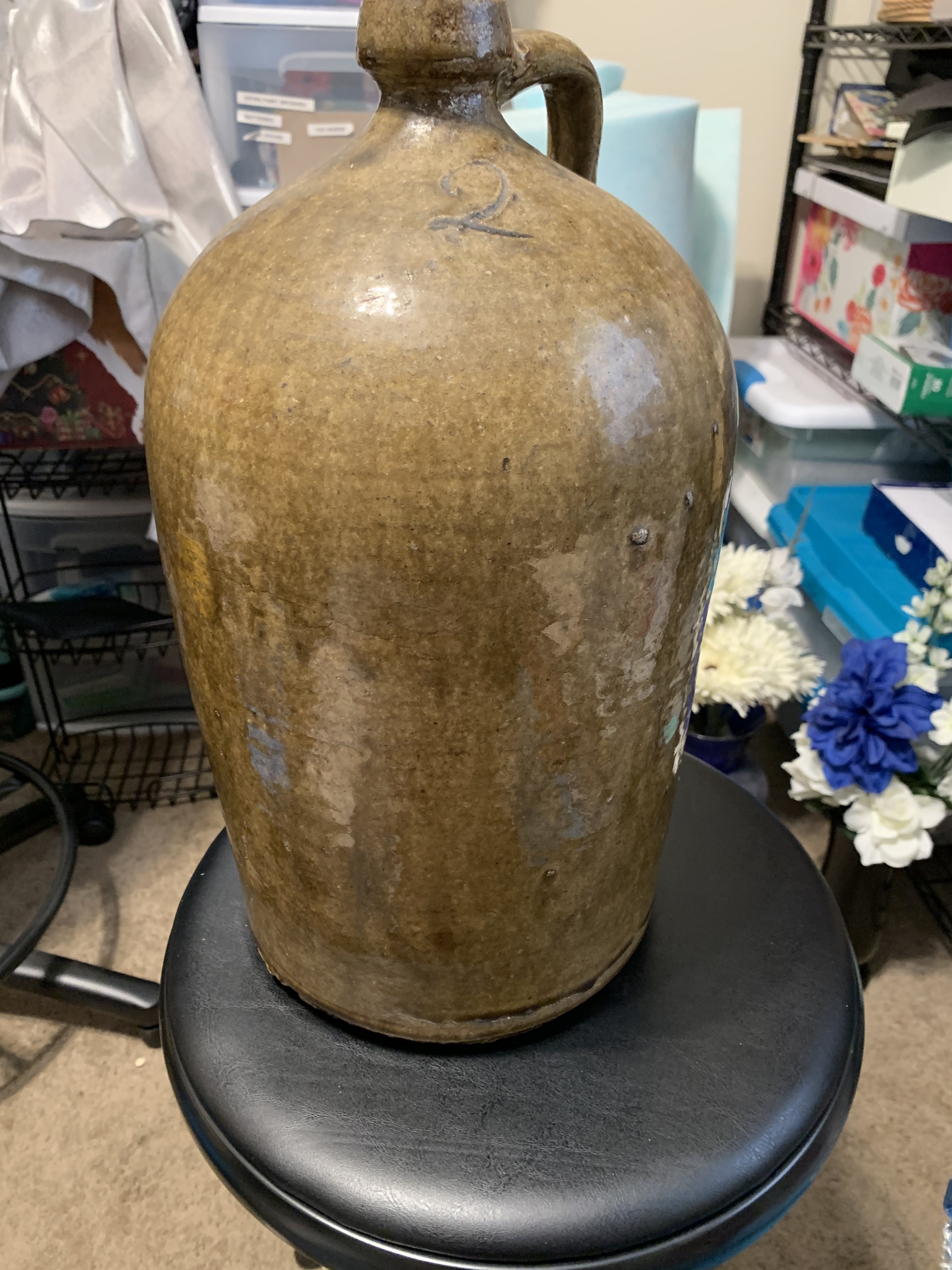 Old pottery salt glazed jug