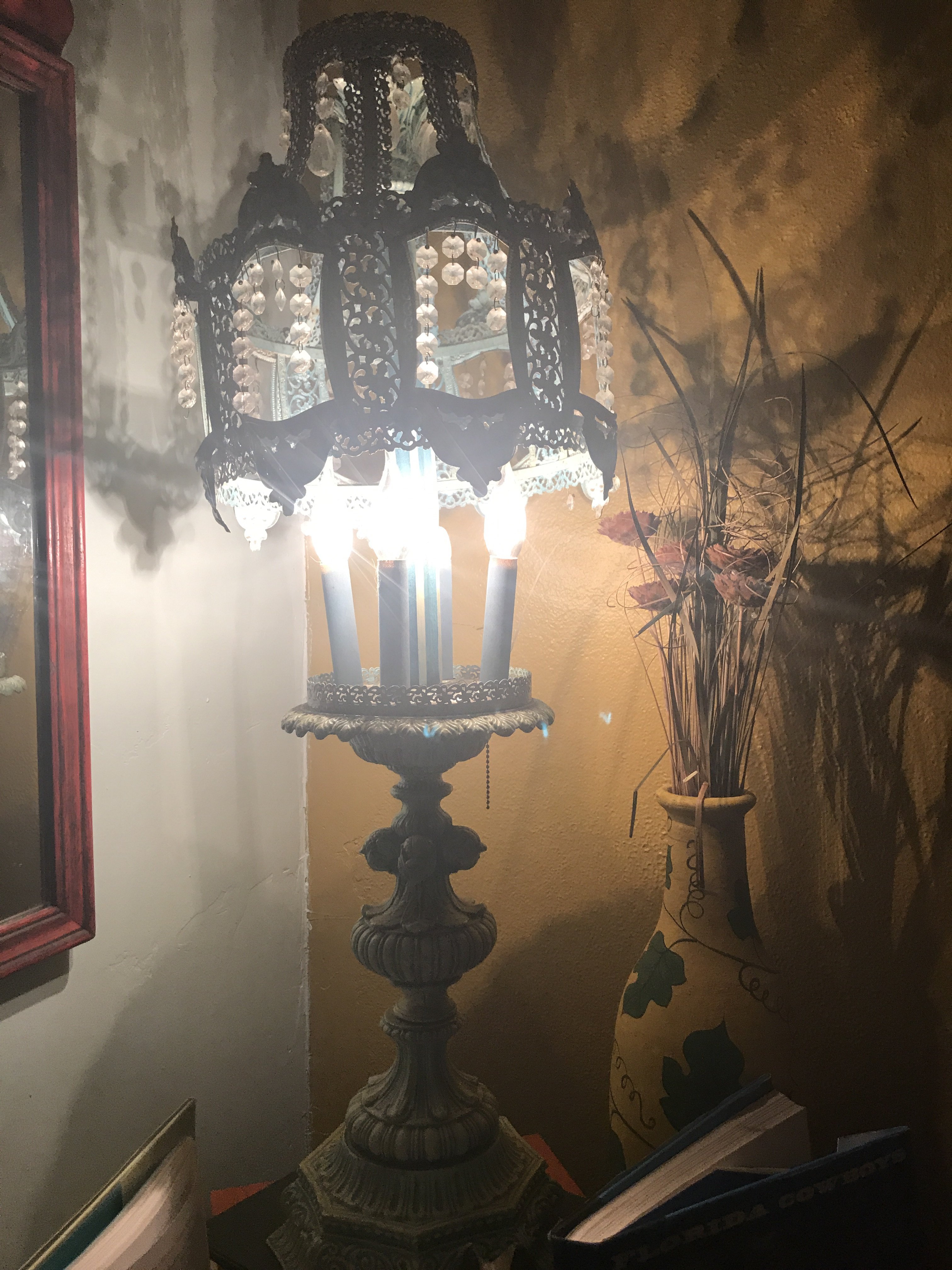 Punched tin lamp
