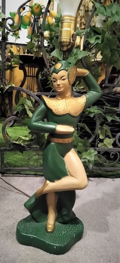 Romanelli? Asian Dancer Chalkware Lamp