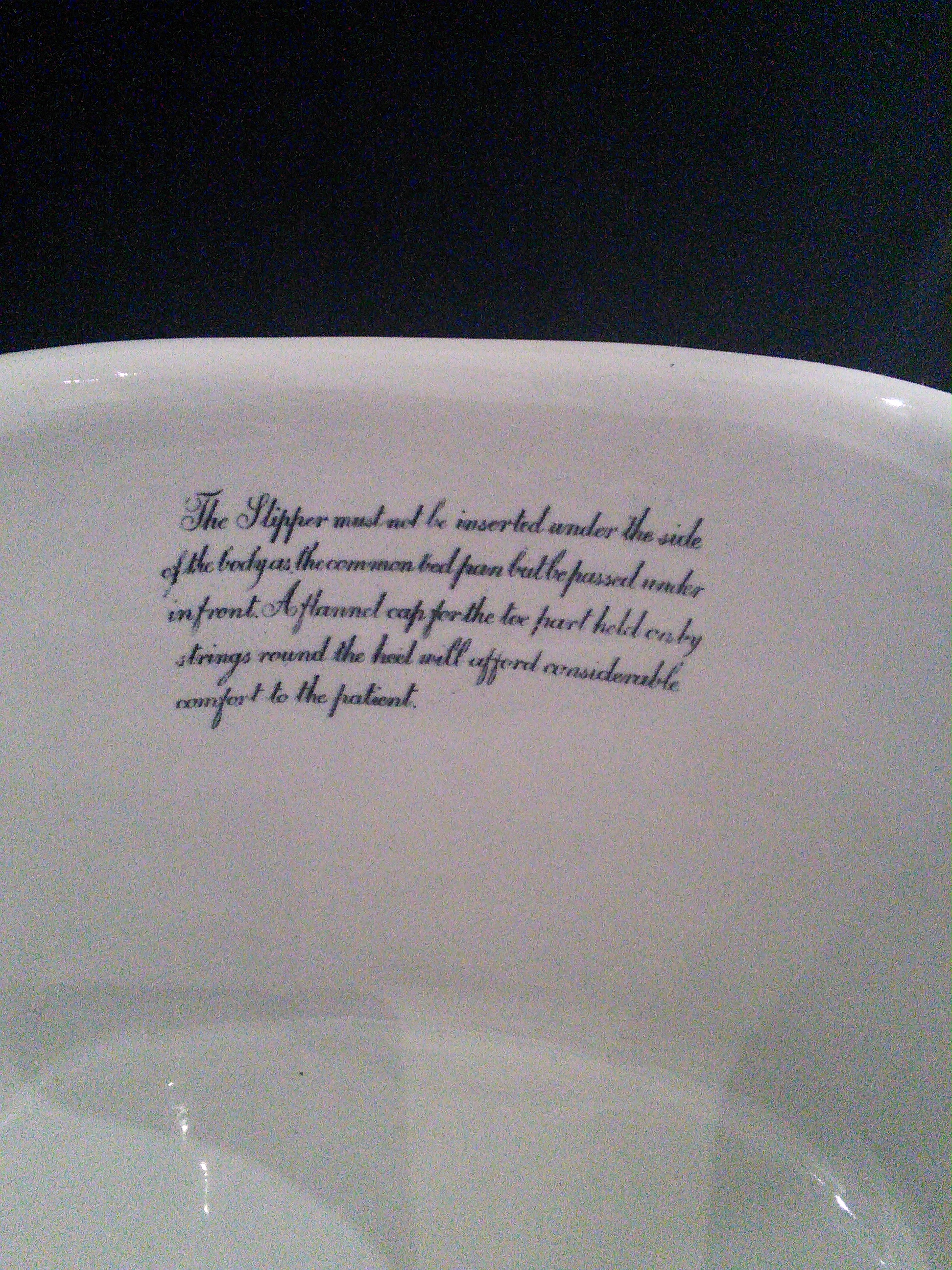 Slipper bedpan porcelain.