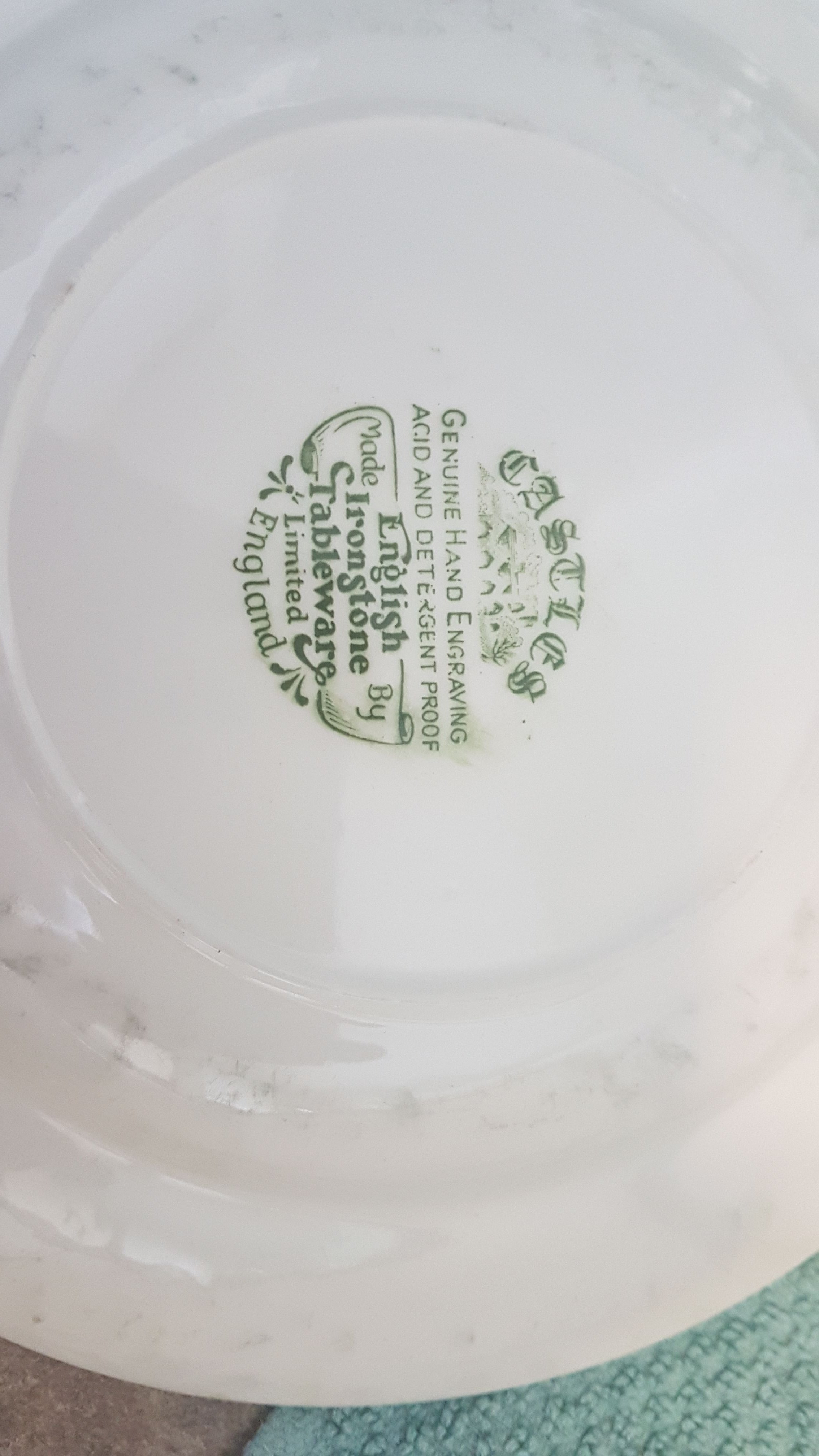 Stamp mark on the bottom of one of the dinner plates.