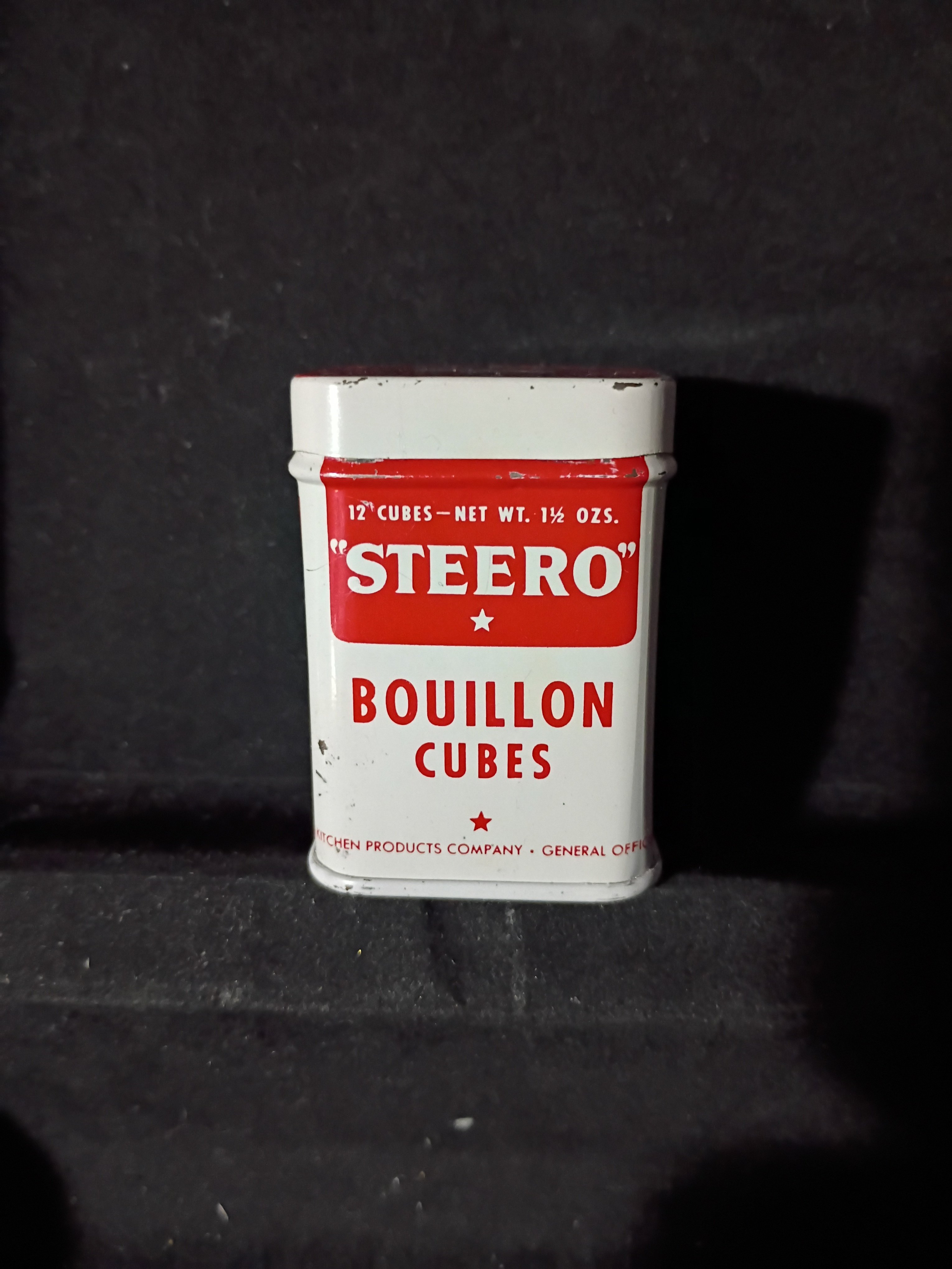 Vintage niche advertising tin from stereo brand bouillon cubes circa 1950's ?!?!