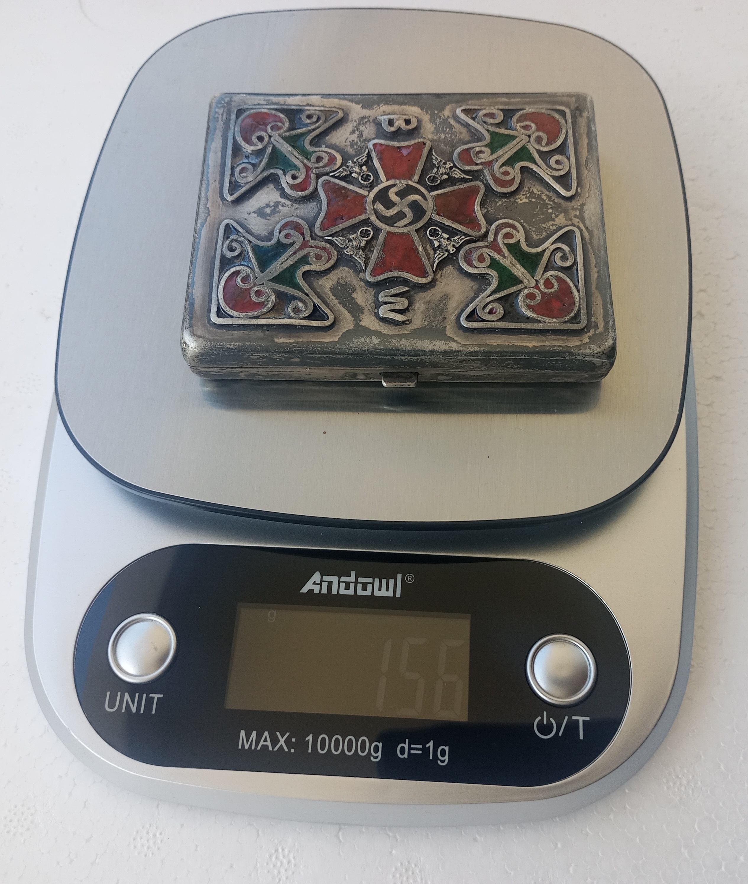 What is the value of silver with enamel sigarette box?