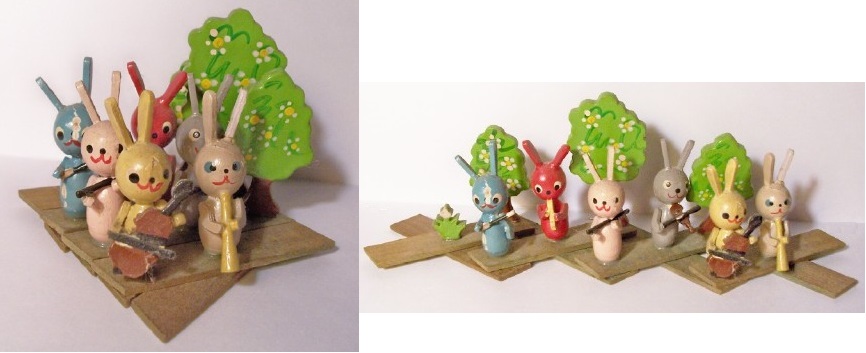 wooden accordion folding bunny band