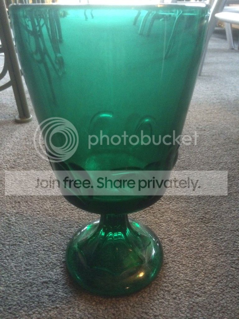 Green Pressed Glass Stemmed Bowl Vase Antiques Board
