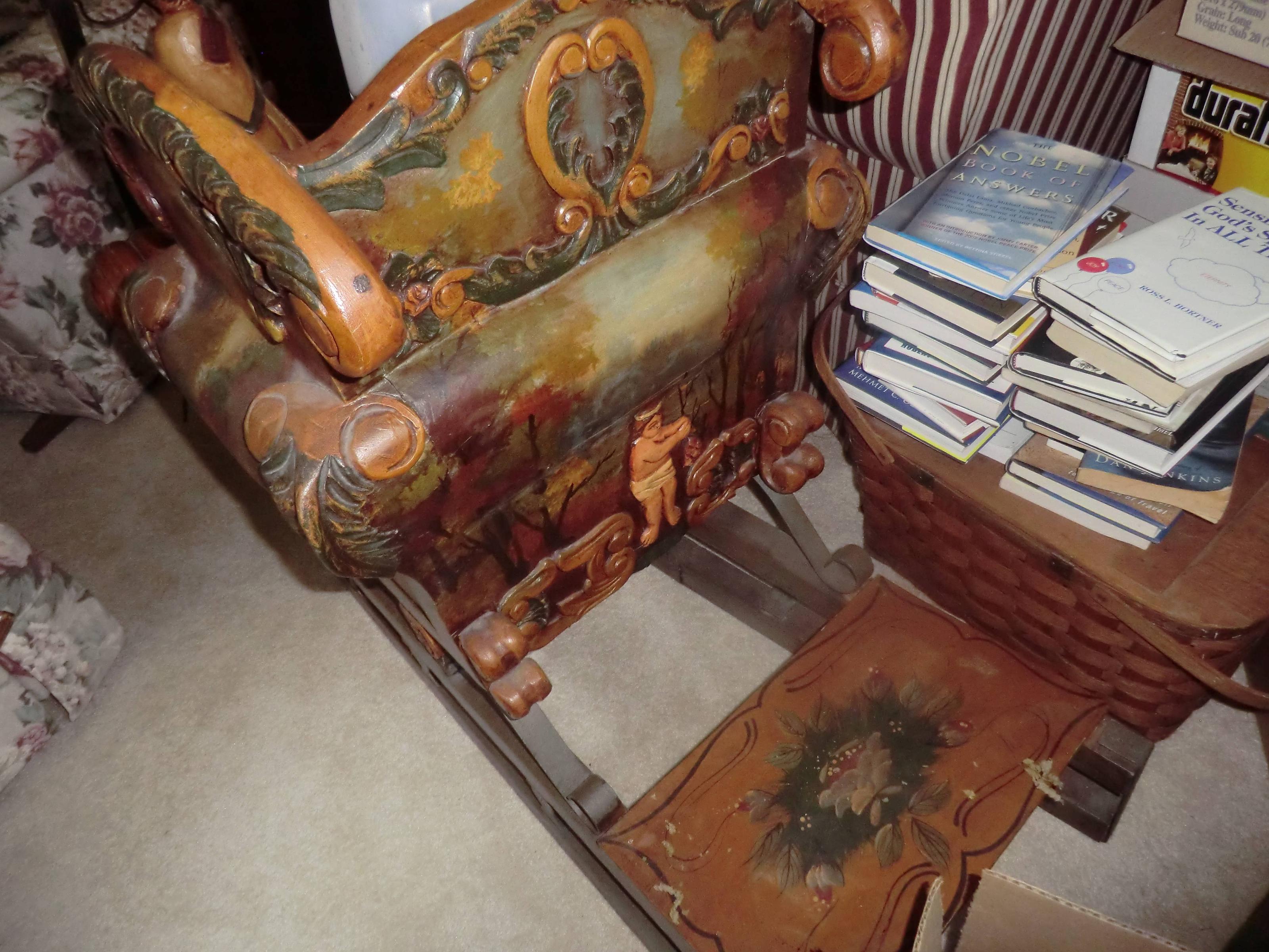Hand Carved? Hand Painted? Wood Sleigh, Huge Antiques Board
