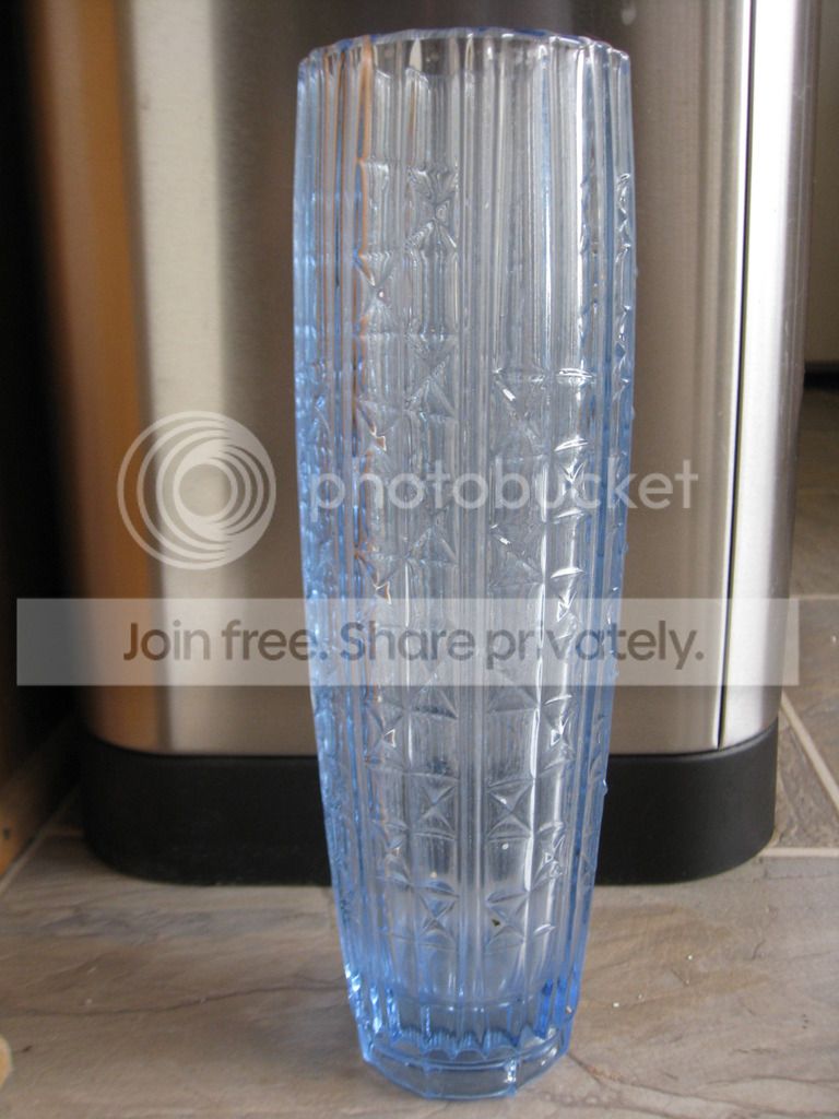 Blue Pressed Glass Vase Antiques Board