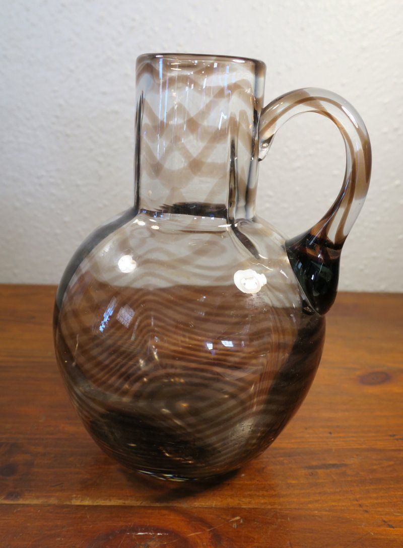 Contemporary Art Glass Jug with Signature Antiques Board